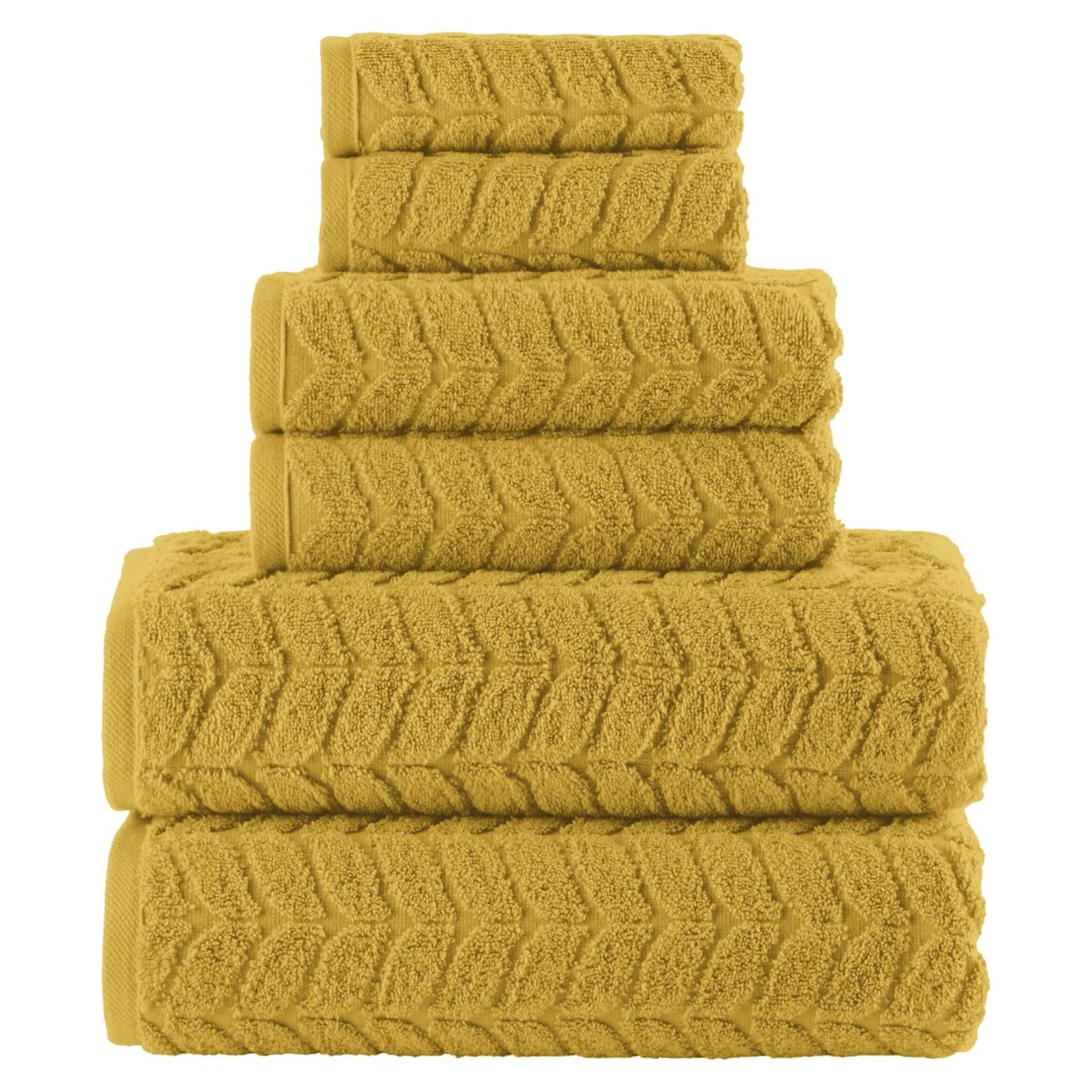 Conjunto de Toallas de Lujo 6 Piezas Algodón Turco 100% Oro Ámbar