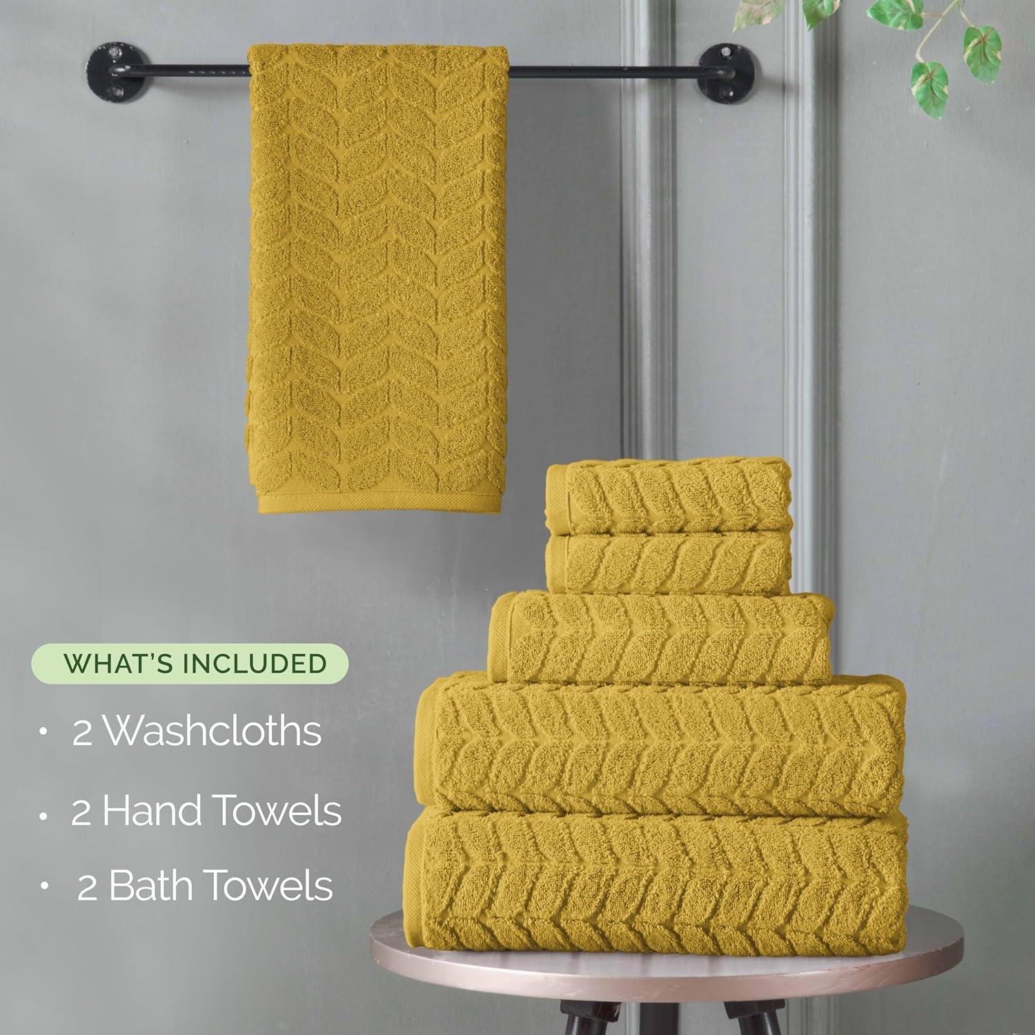 Conjunto de Toallas de Lujo 6 Piezas Algodón Turco 100% Oro Ámbar