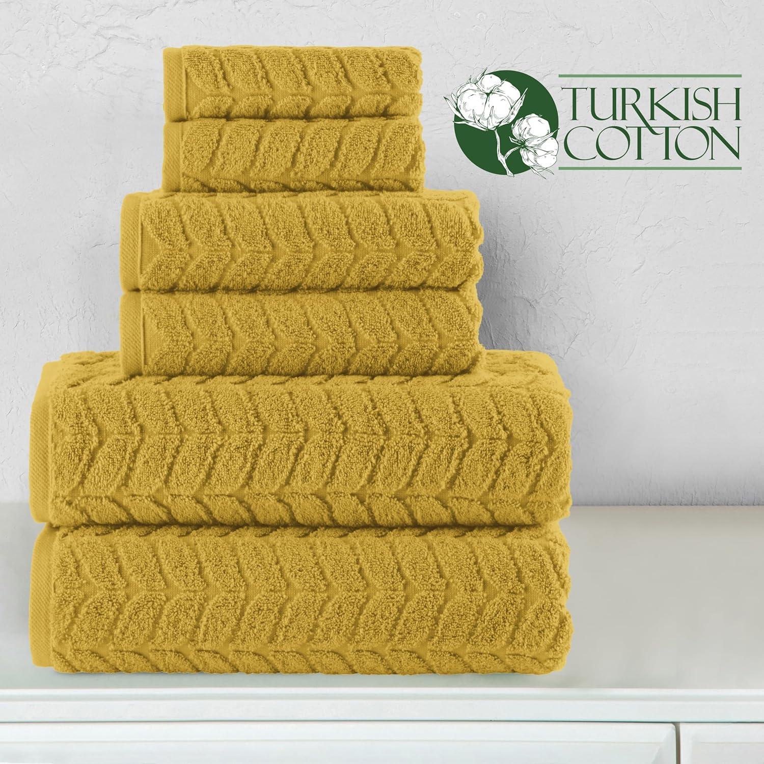 Conjunto de Toallas de Lujo 6 Piezas Algodón Turco 100% Oro Ámbar