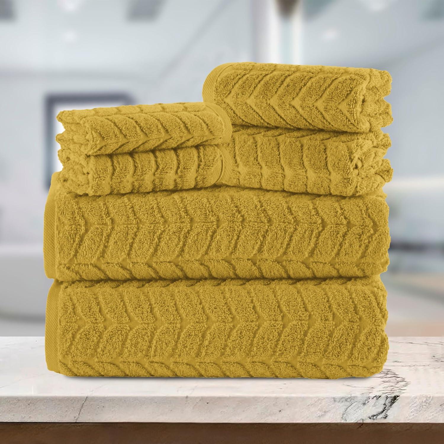 Conjunto de Toallas de Lujo 6 Piezas Algodón Turco 100% Oro Ámbar