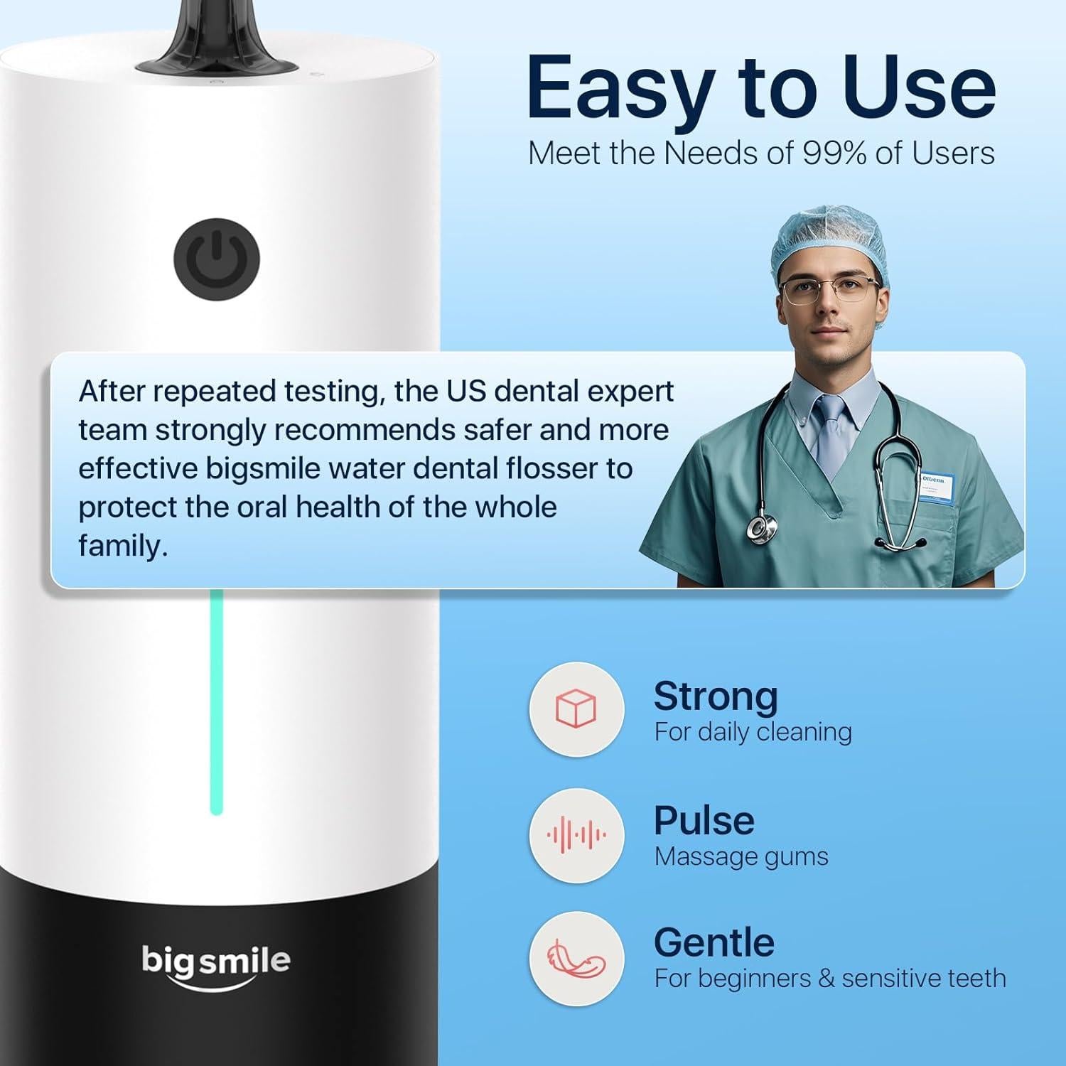 Irrigador Dental Bigsmile WYL-01G Recargable USB IPX7 200ml