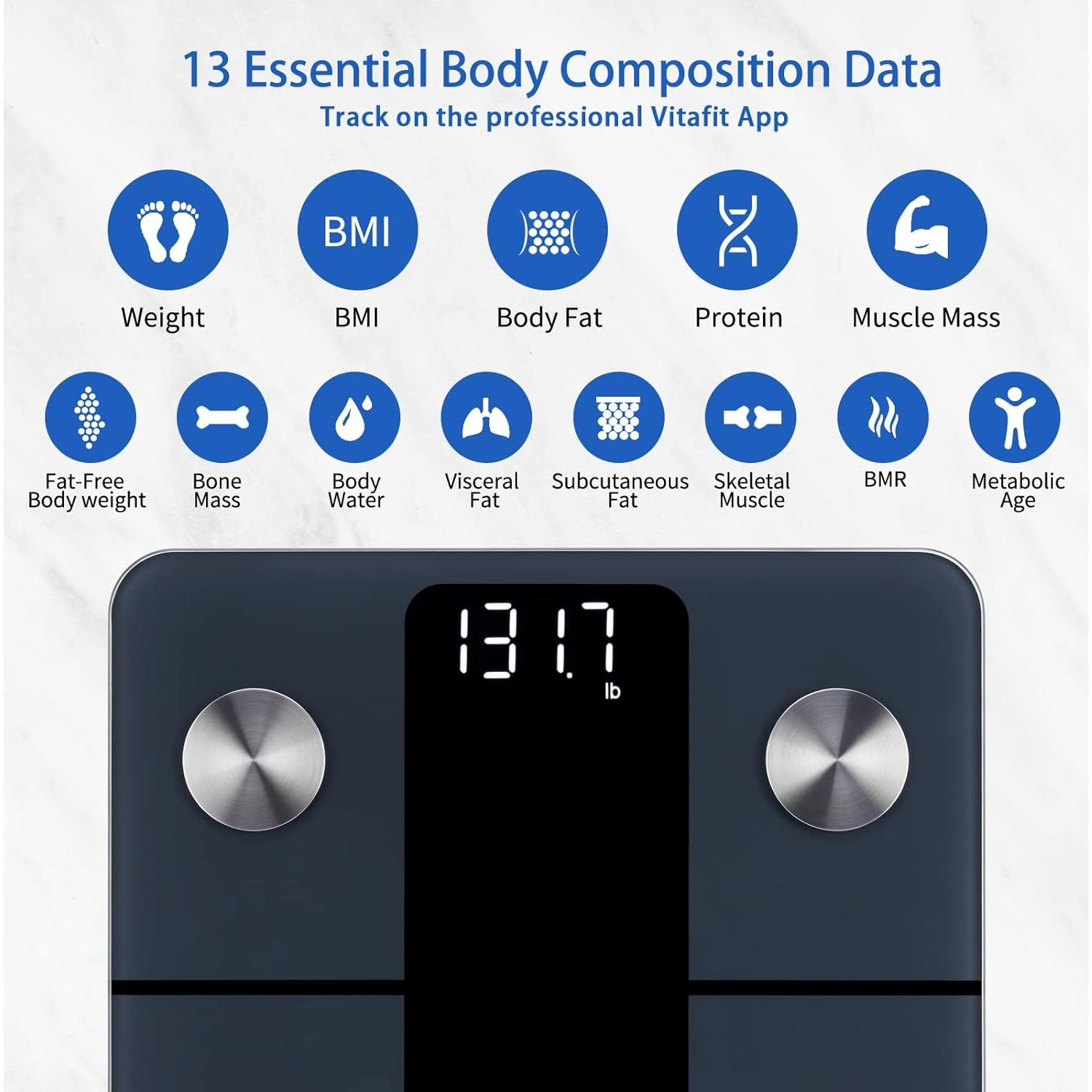 Balanza de Baño Inteligente Vitafit VT701 181kg Grasa IMC