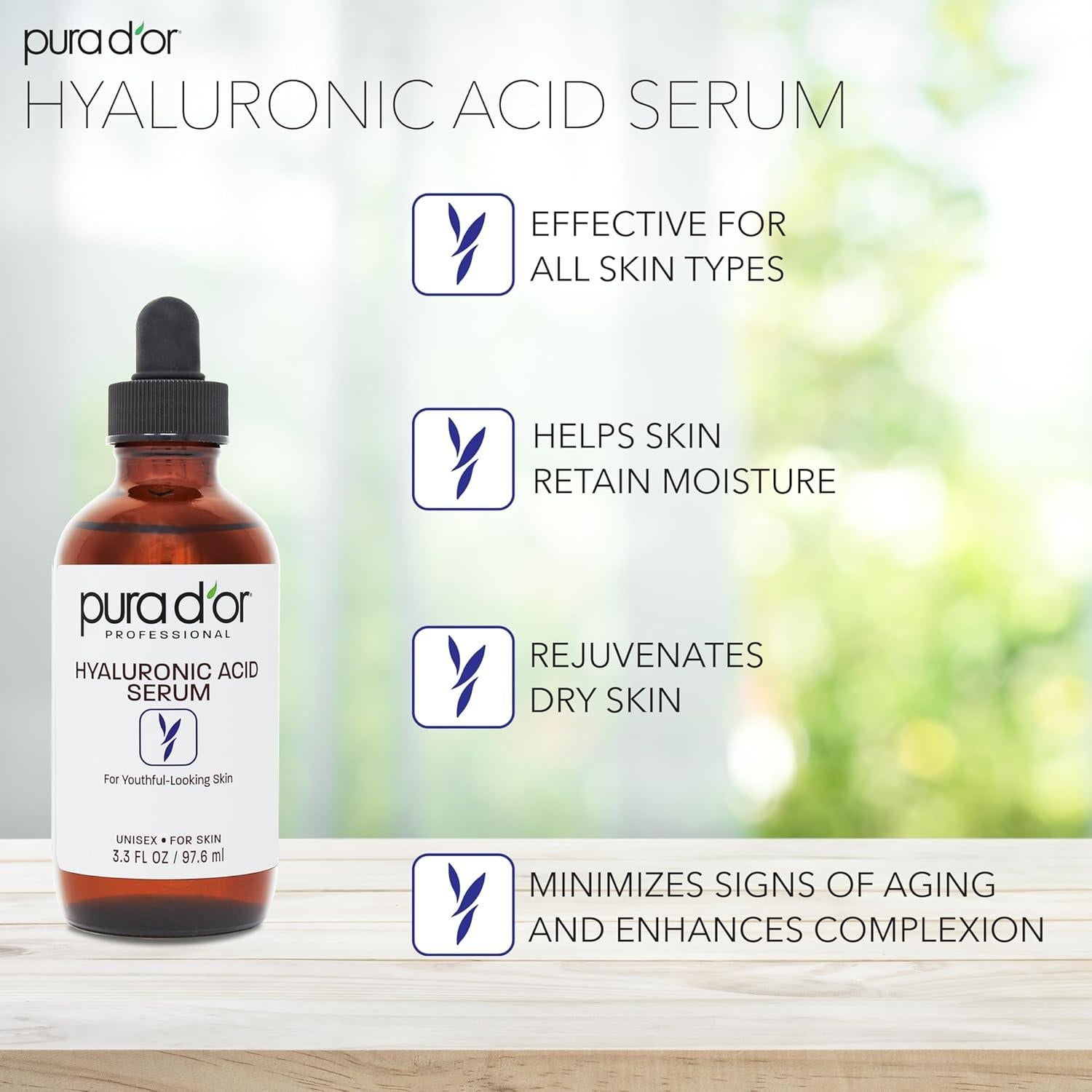 Suero de Ácido Hialurónico PURA D'OR 98 ml Hidratante Antienvejecimiento