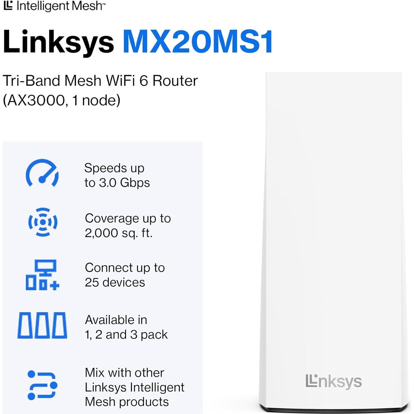 Router Linksys Atlas 6 WiFi 6 Doble Banda Malla 185,8 m²