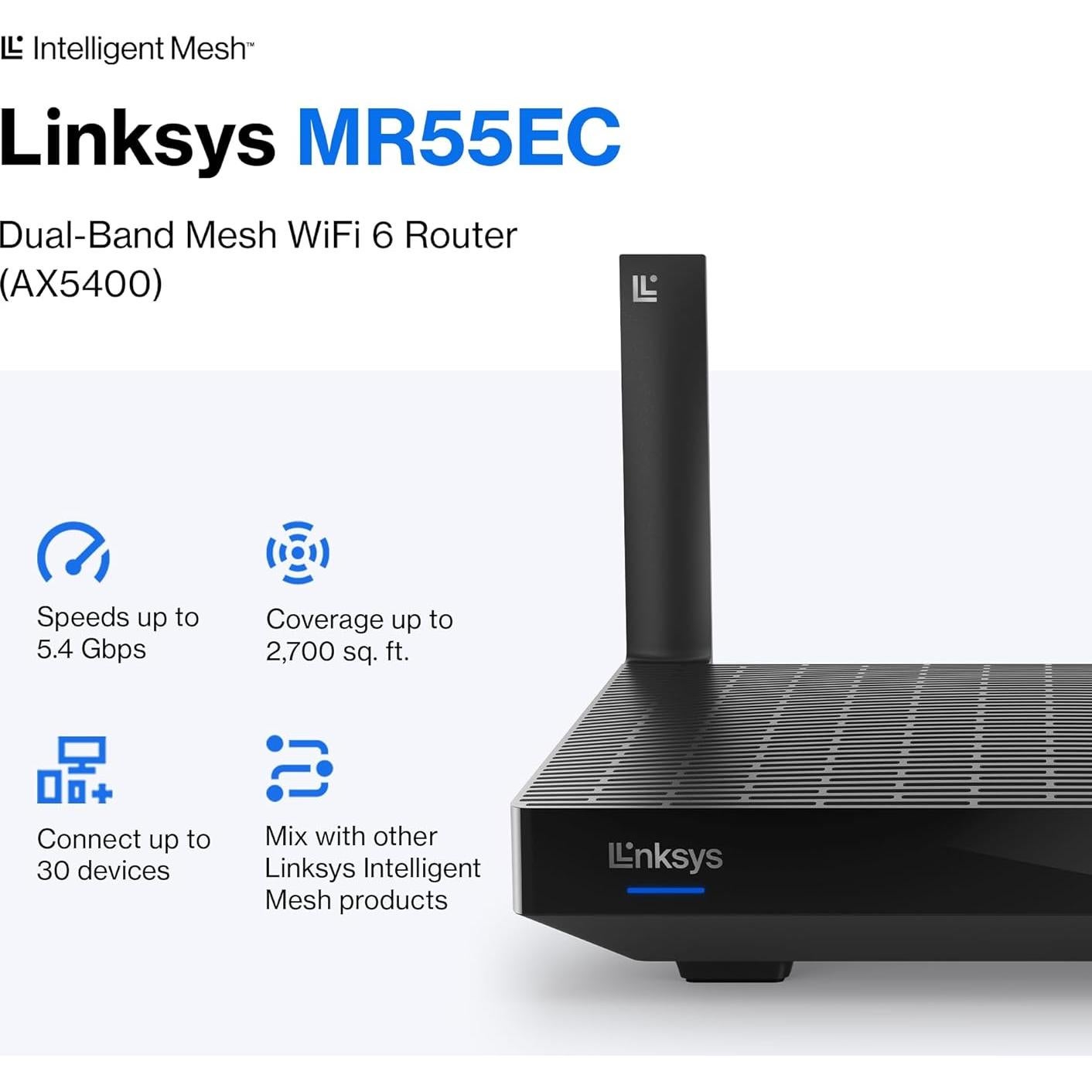 Router Linksys Atlas 6 WiFi 6 Doble Banda Malla 185,8 m²