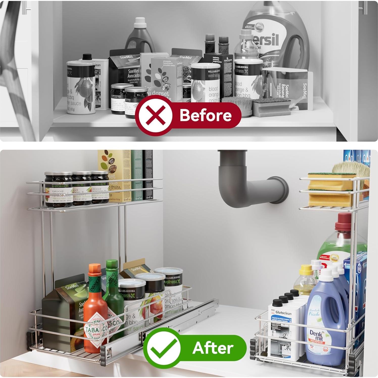 Organizador Bajo Fregadero STORKING 2 Niveles Cromo 40.6 cm