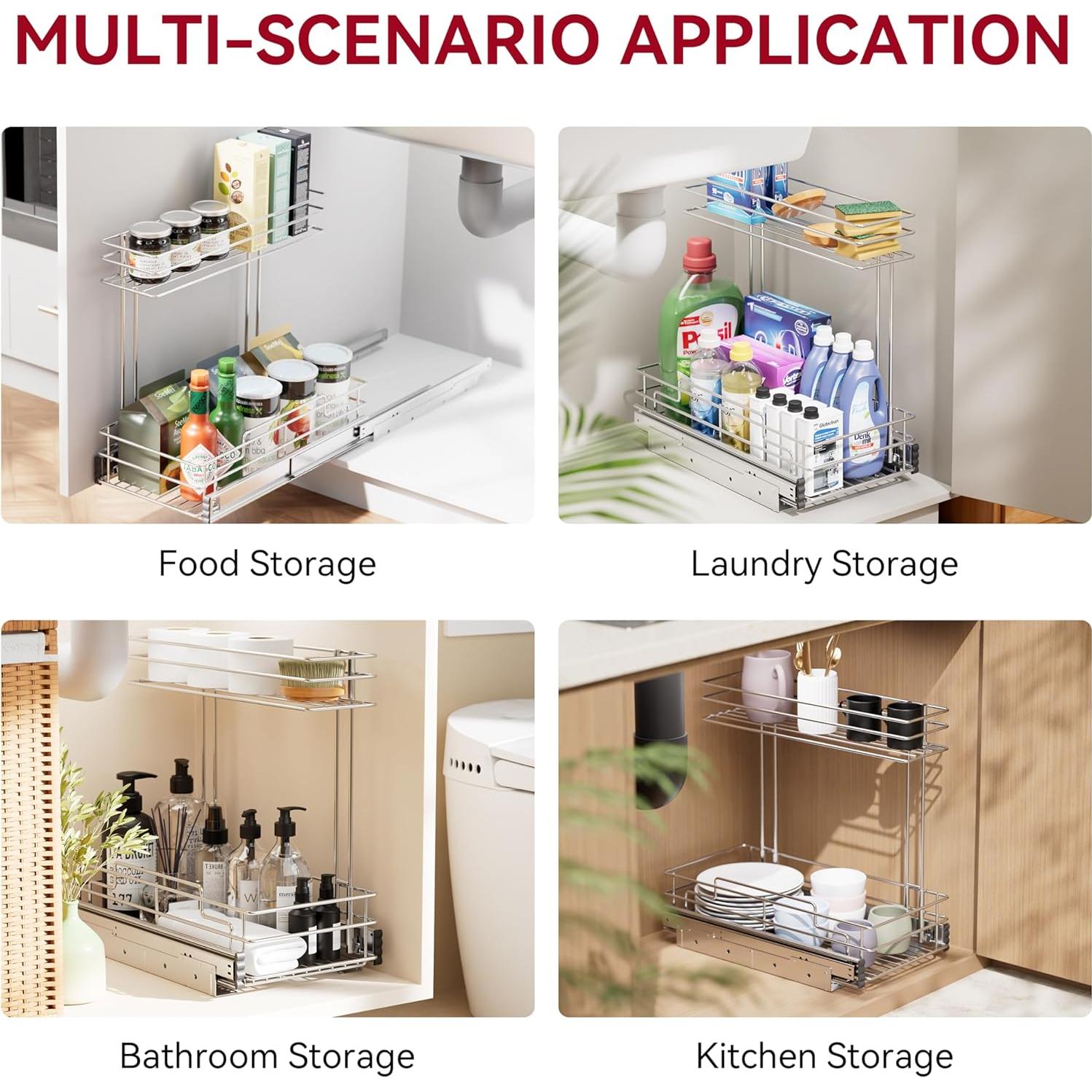 Organizador Bajo Fregadero STORKING 2 Niveles Cromo 40.6 cm