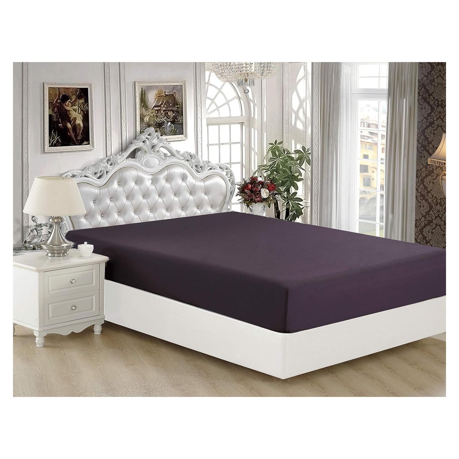 Sábana Ajustable Reina Berenjena Decoración Marina 152x203 cm