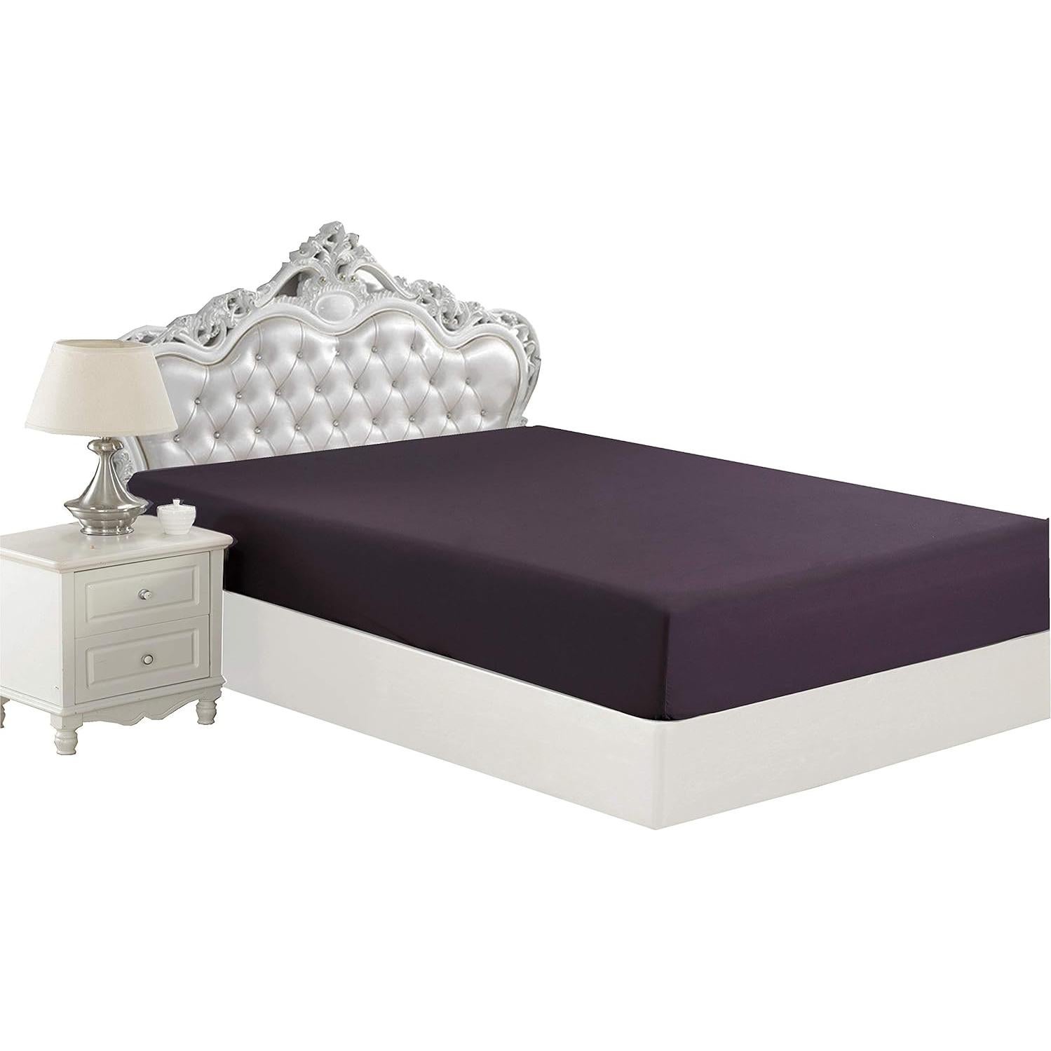 Sábana Ajustable Reina Berenjena Decoración Marina 152x203 cm