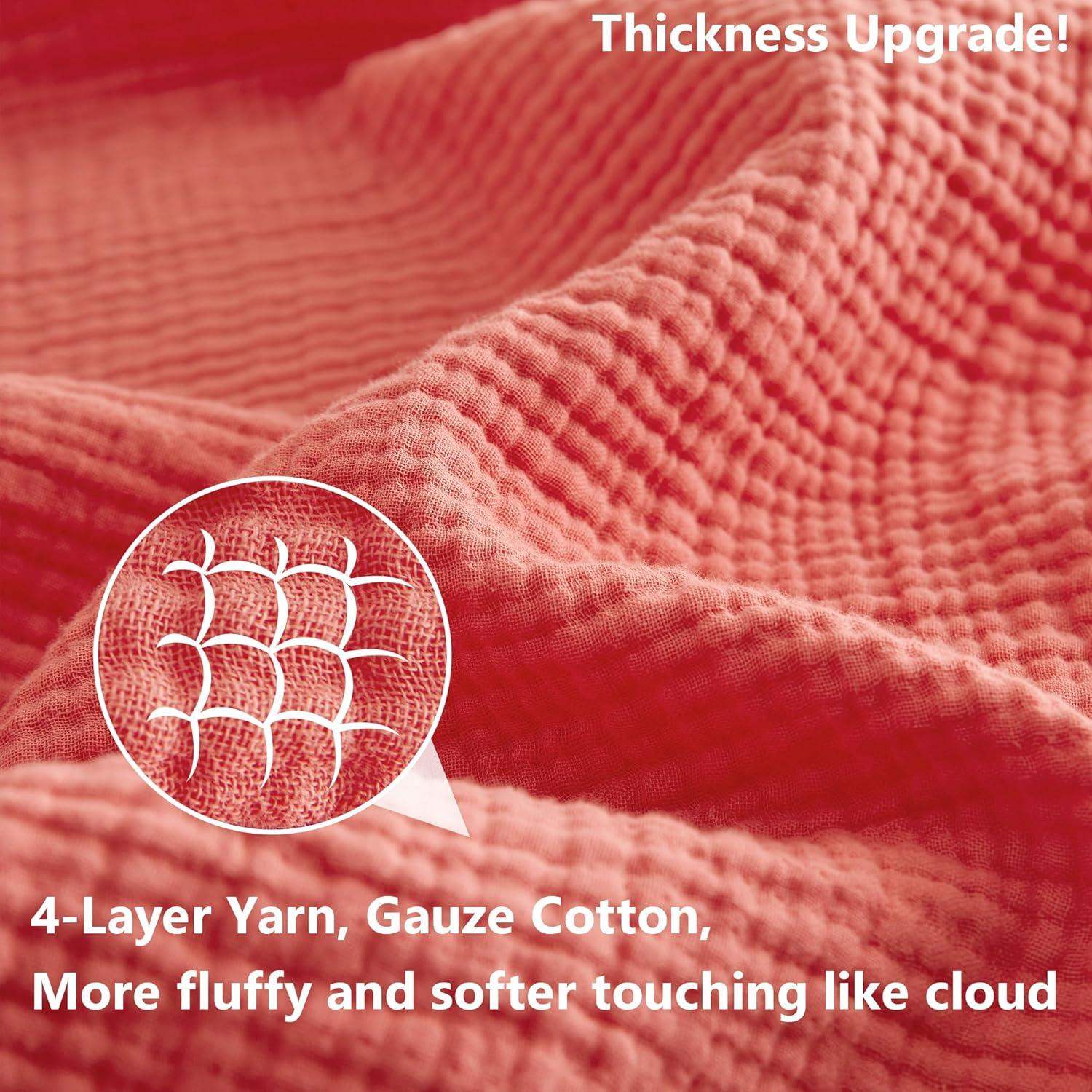 Manta de Muselina de Algodón Simple y Opulento 127x152 cm Coral