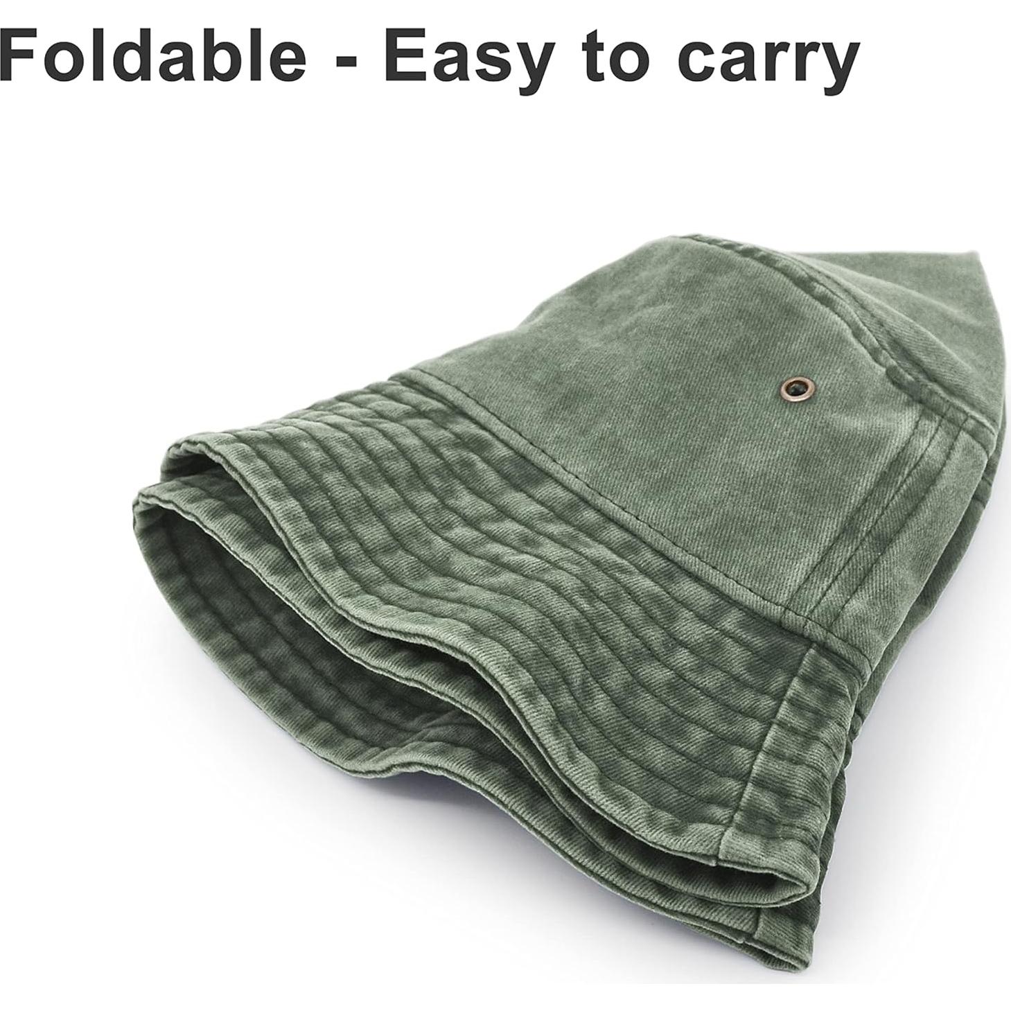 Sombrero de Cubo Algodón Verde Militar Plegable para Exterior