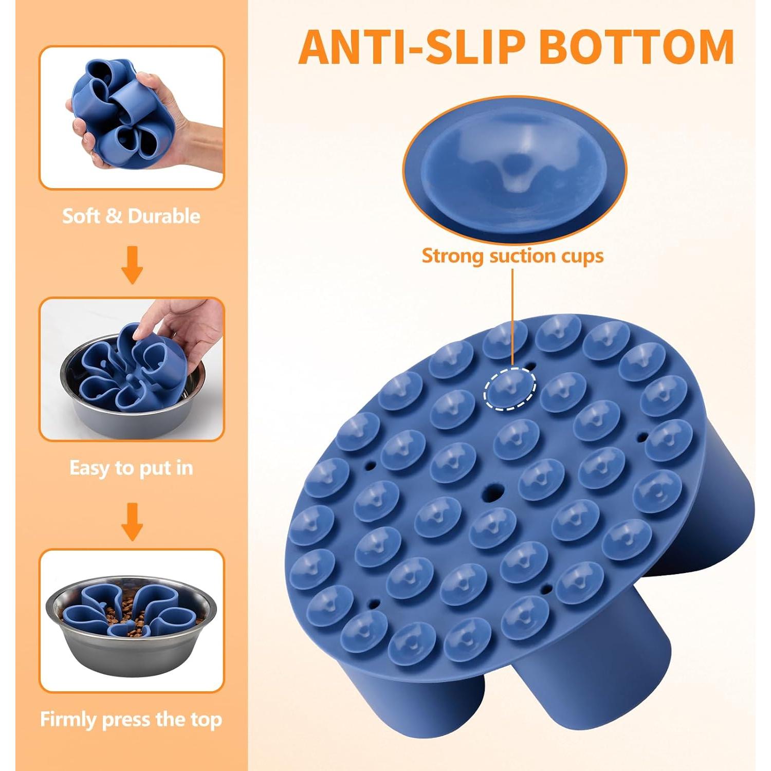 Inserto de Silicona para Tazón de Perro Alimentación Lenta S Azul