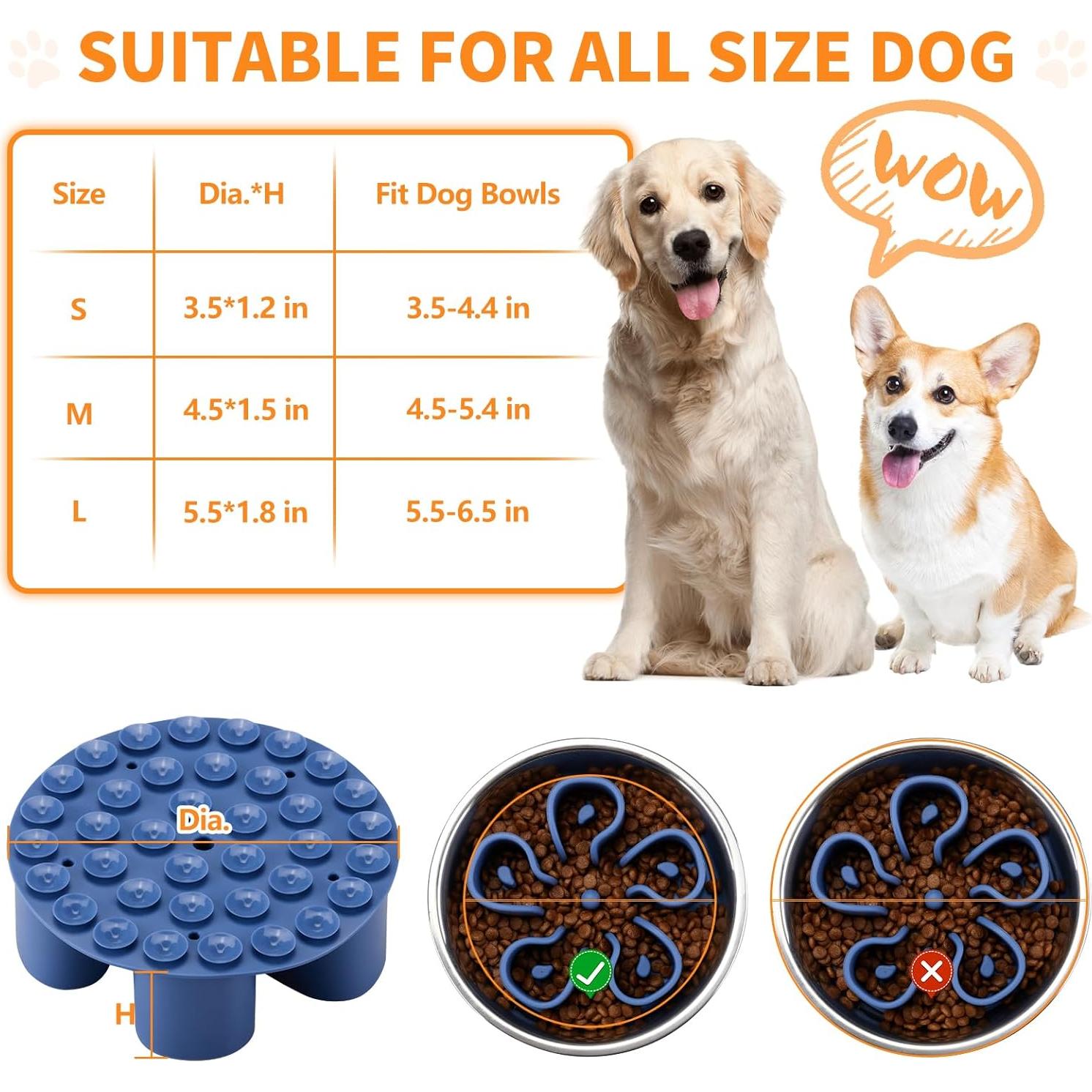 Inserto de Silicona para Tazón de Perro Alimentación Lenta S Azul