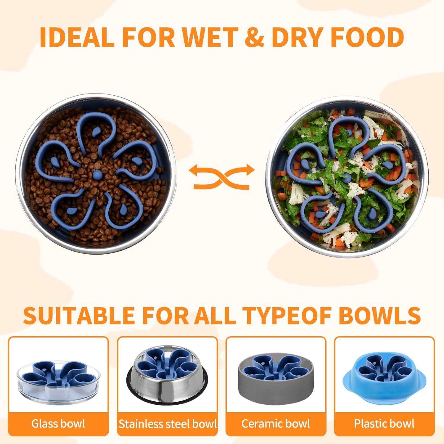 Inserto de Silicona para Tazón de Perro Alimentación Lenta S Azul