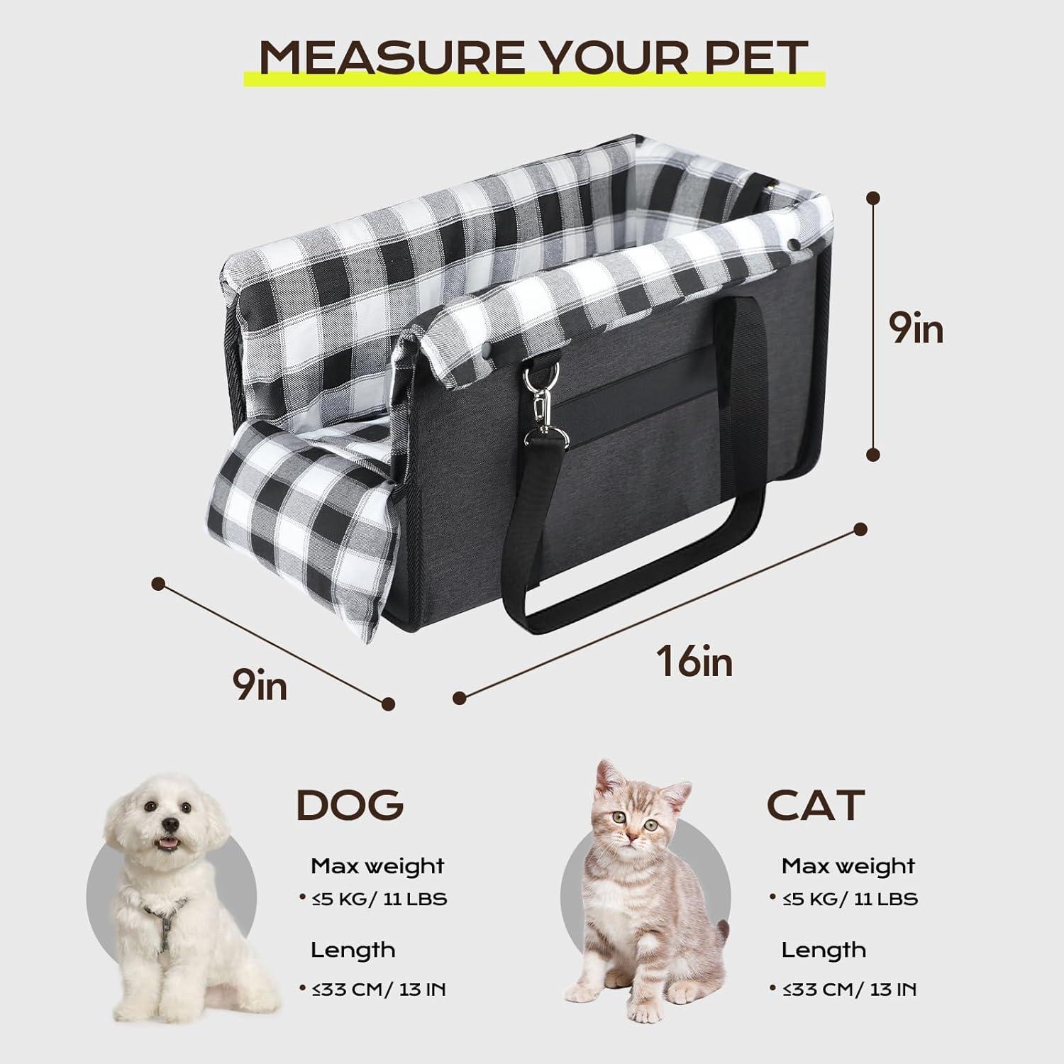 Asiento de Coche para Perros CHZUOBER Negro 5kg Desmontable