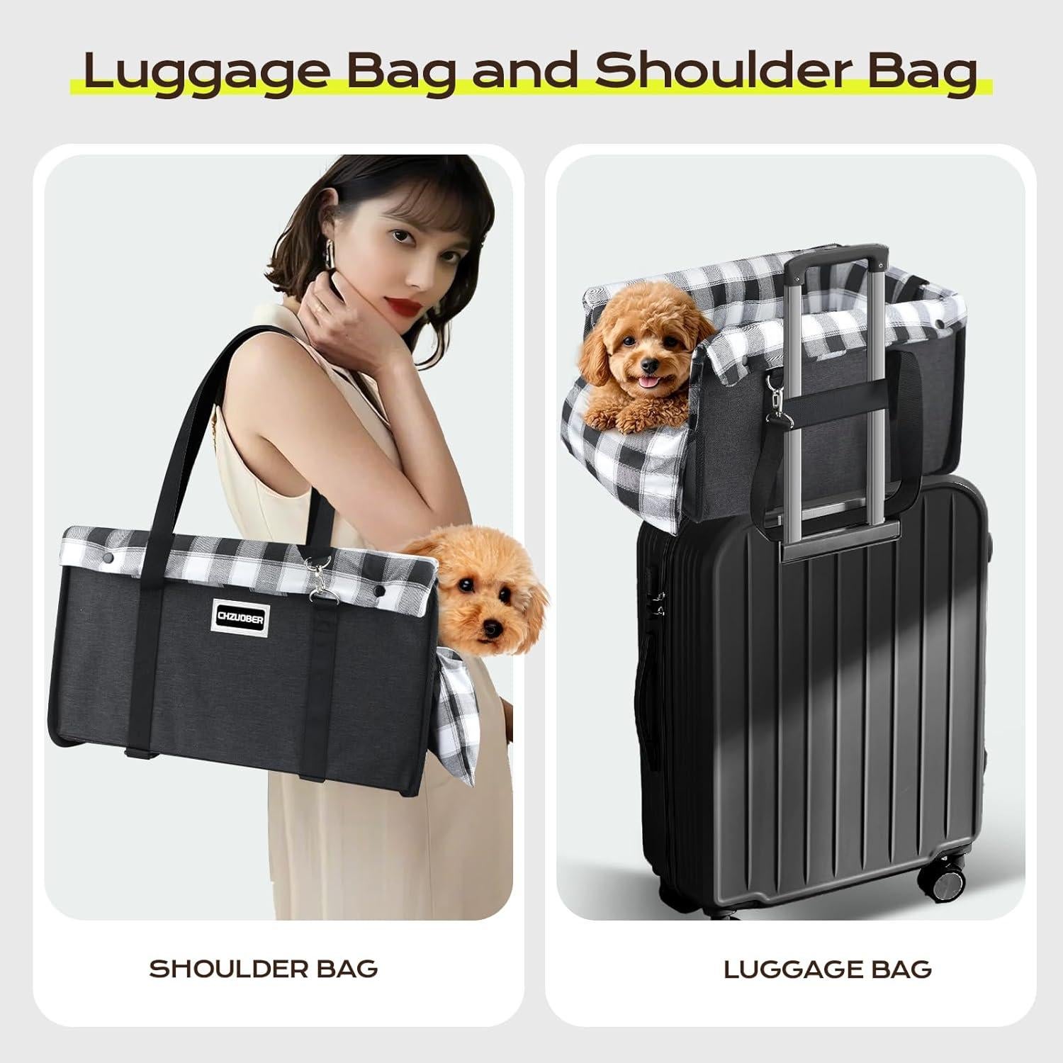 Asiento de Coche para Perros CHZUOBER Negro 5kg Desmontable