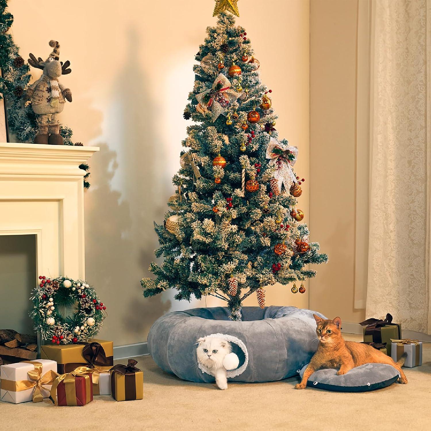 Cama Túnel para Gatos Nxwjoy 90x90 cm Gris Acolchada