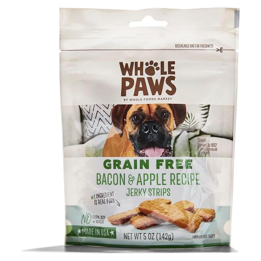 Golosinas para Perro Whole Paws Jerky Sin Granos 142g Tocino y Manzana