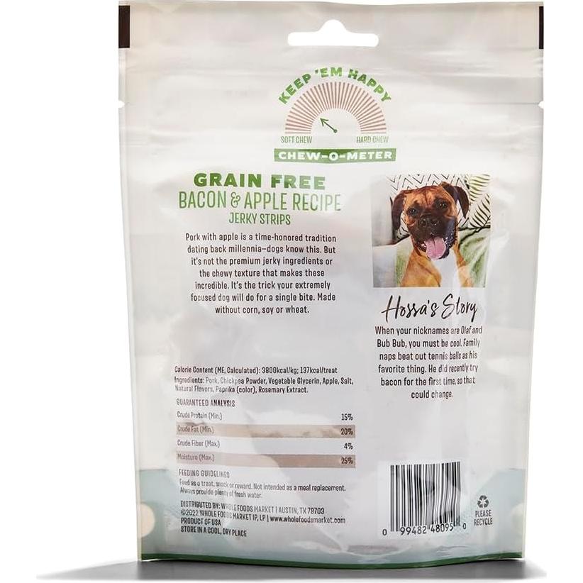 Golosinas para Perro Whole Paws Jerky Sin Granos 142g Tocino y Manzana