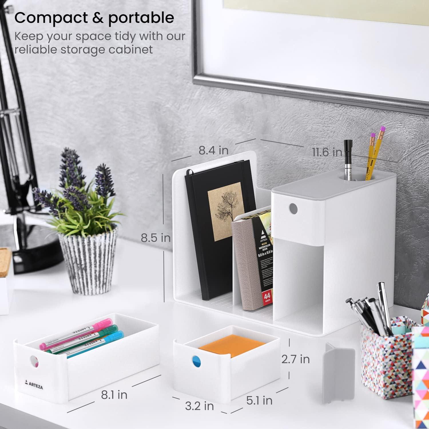 Estante de Almacenamiento ARTEZA con 3 Cajones - Organizador de Escritorio 29.4x21.4x21.6cm Gris