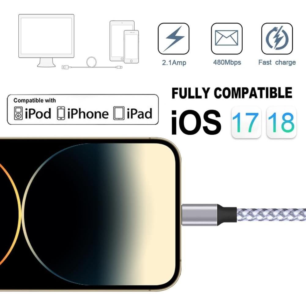 Cable Lightning TAKAGI 3Pack 1.8m Trenzado Nylon MFi