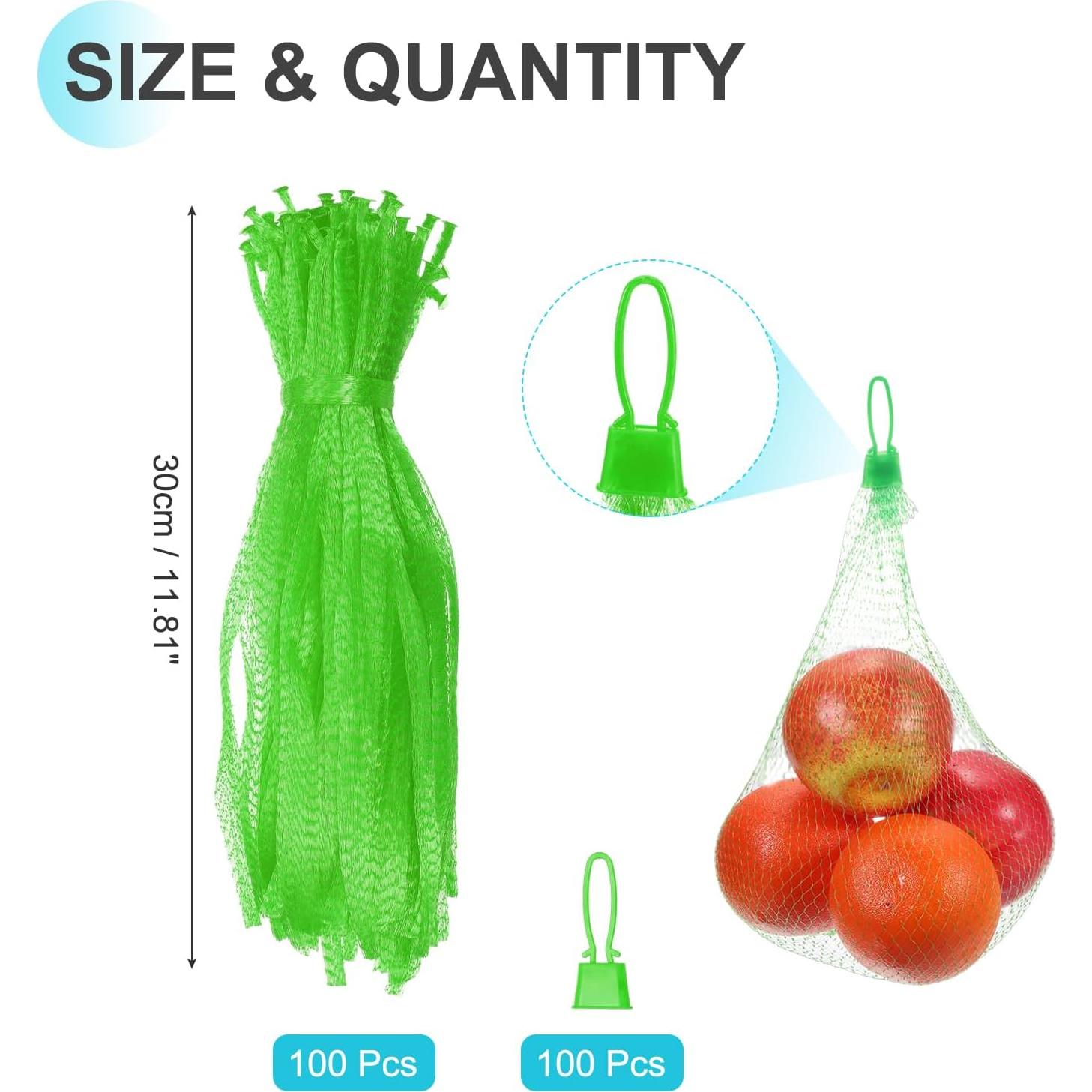 Bolsas de Malla Reutilizables uxcell 30cm Verde 100 Pcs