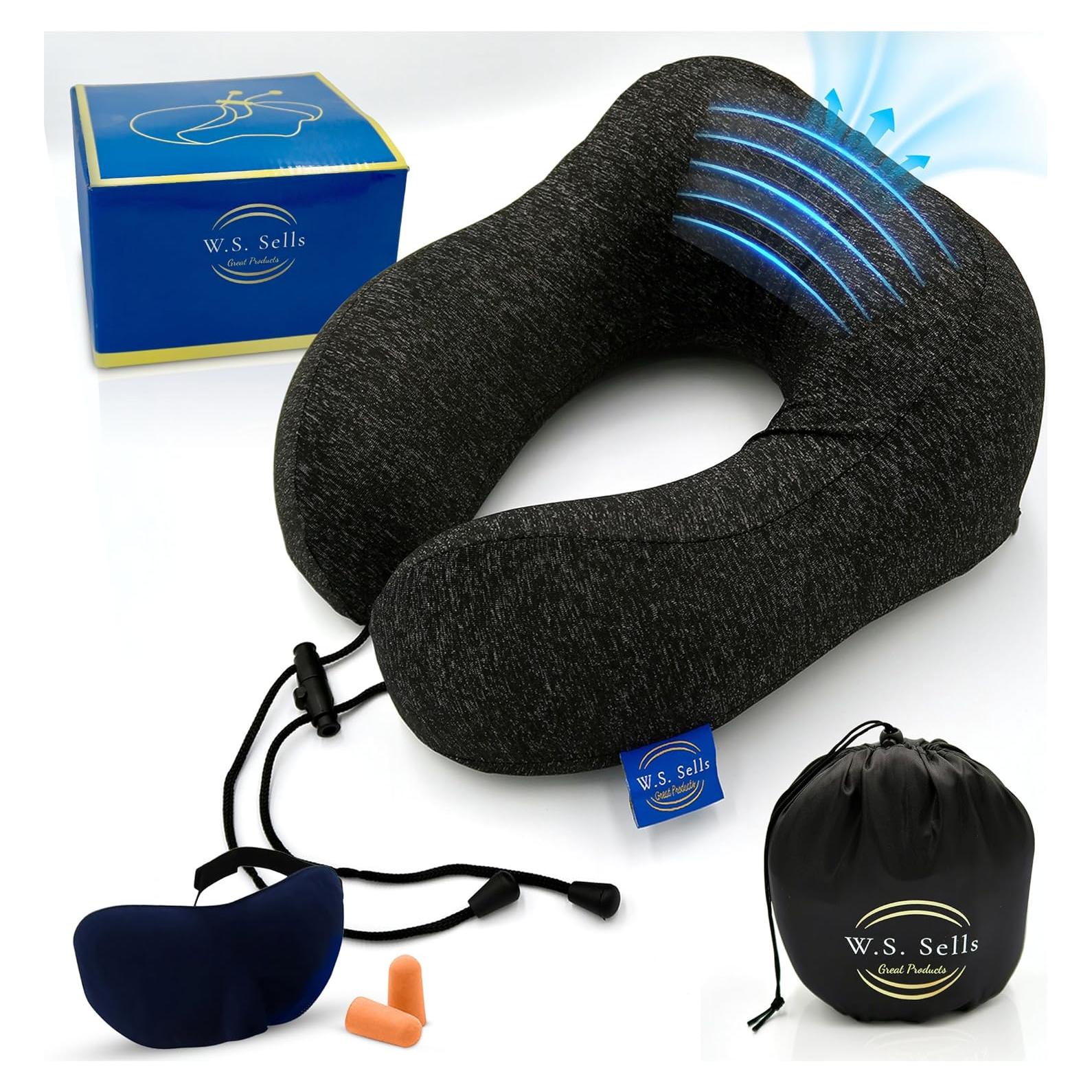 Almohada de Viaje Ergonómica W.S. Sells - Espuma de Memoria