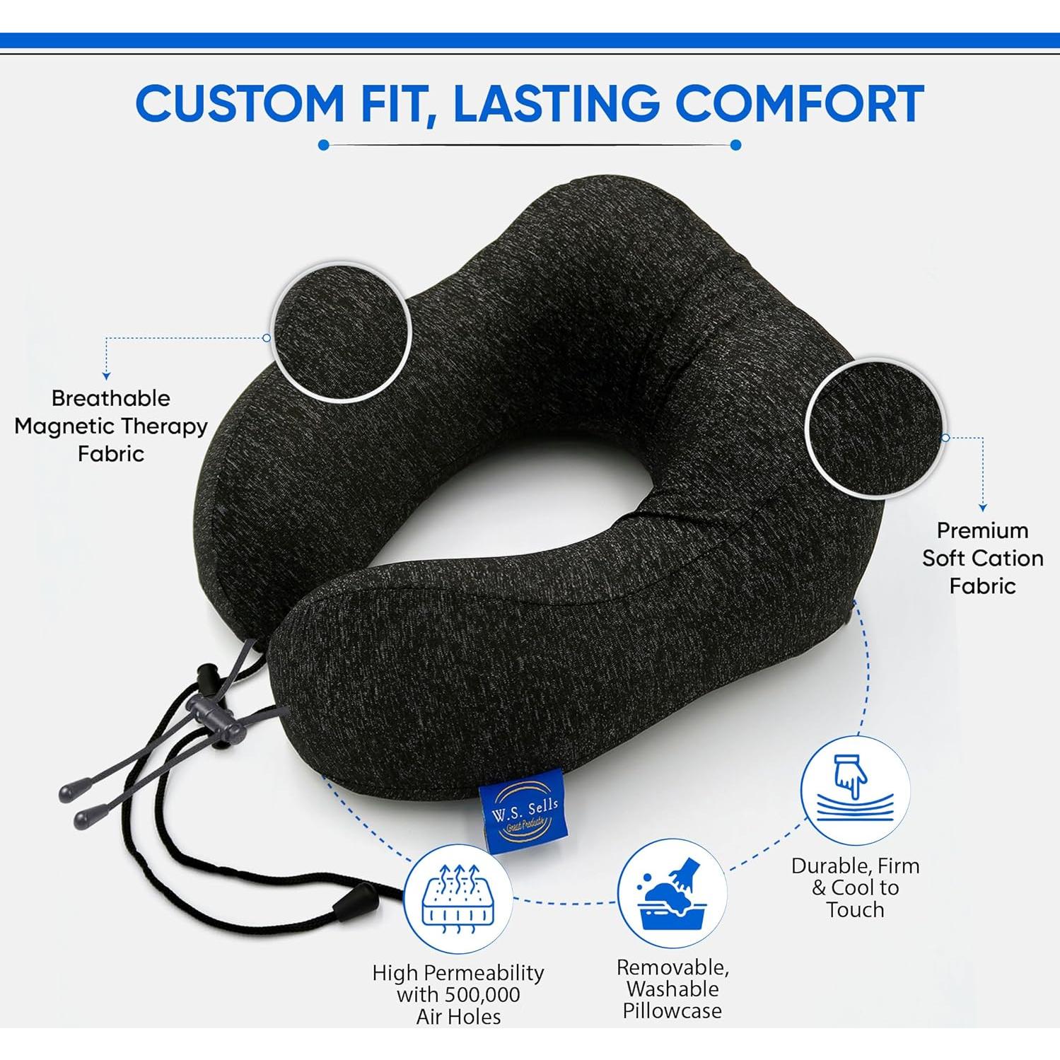 Almohada de Viaje Ergonómica W.S. Sells - Espuma de Memoria