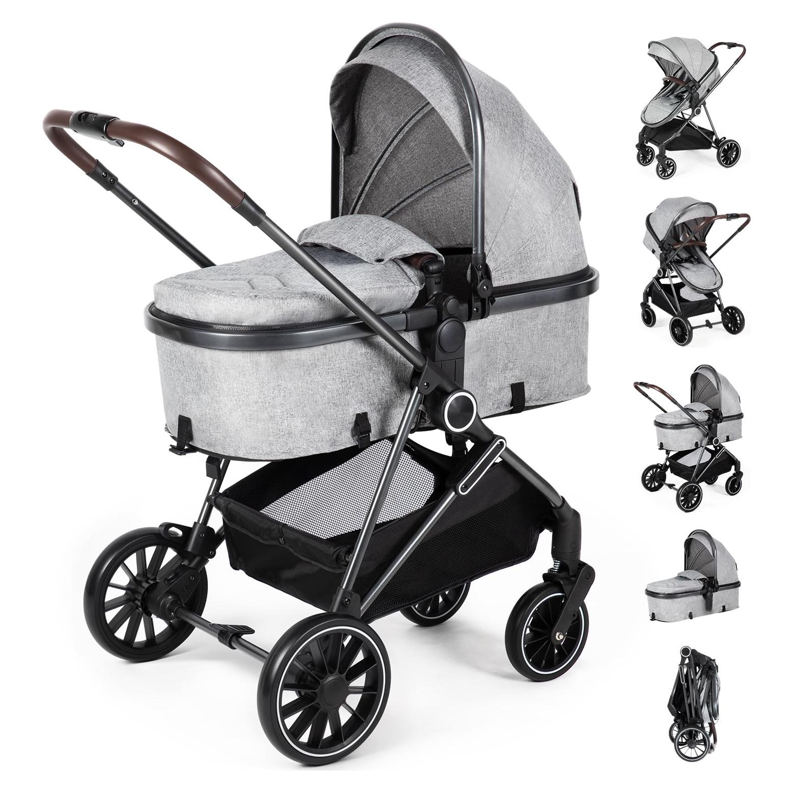 Cochecito 2 en 1 SIMPLGIRL Gris Plegable Asiento Reversible