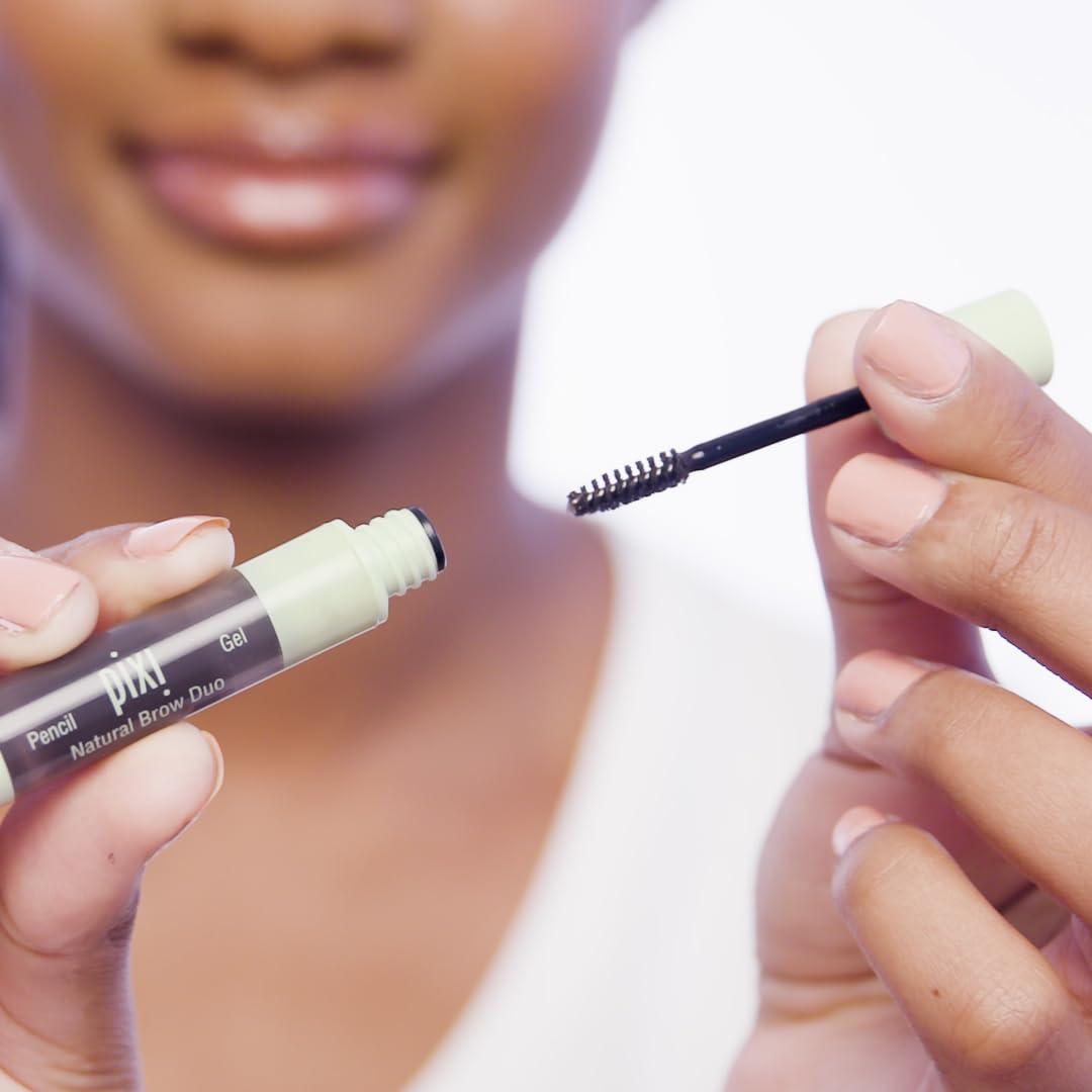 Dúo de Cejas Natural Pixi - Castaño Oscuro, Lápiz y Gel 9g