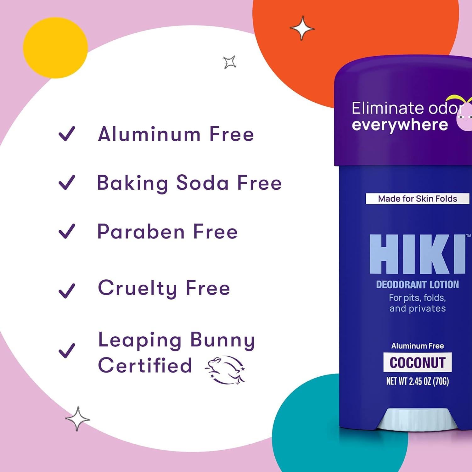 Crema Desodorante HIKI Coco 69.57g Piel Sensible Sin Aluminio