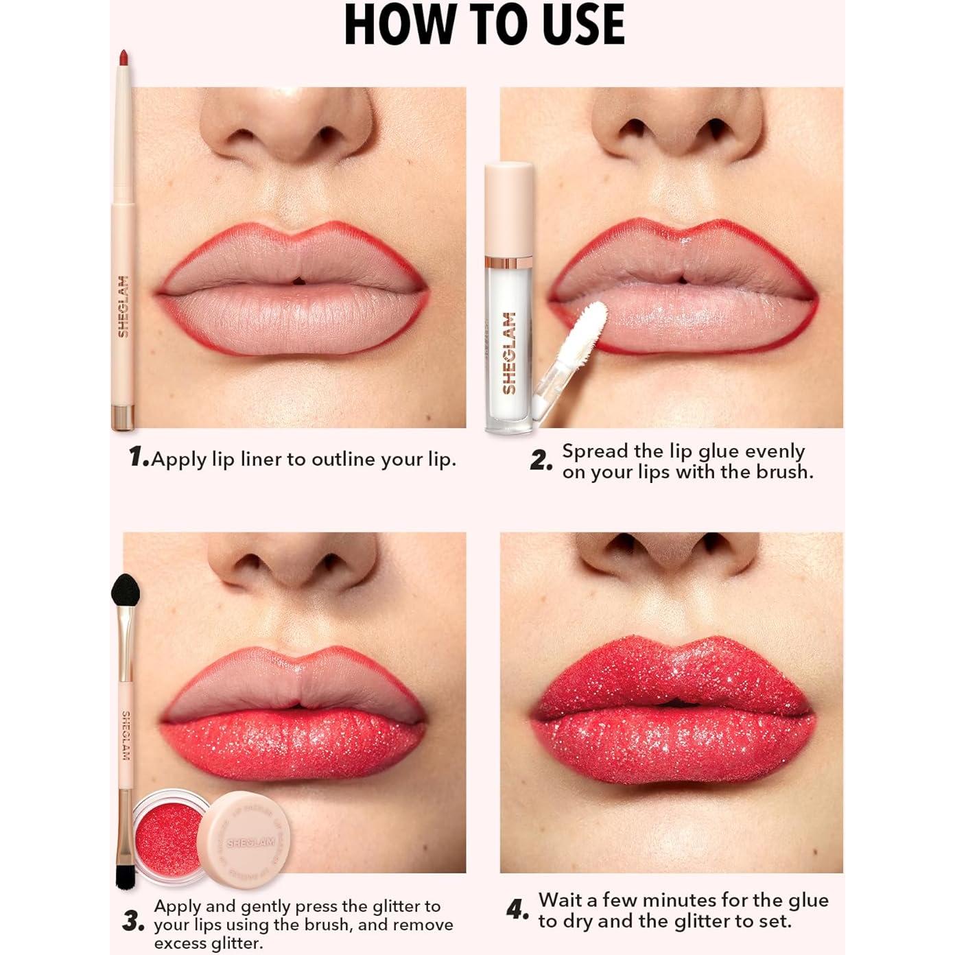 Kit de Brillo Labial SHEGLAM Dazzler 4 en 1 Centro de Escenario