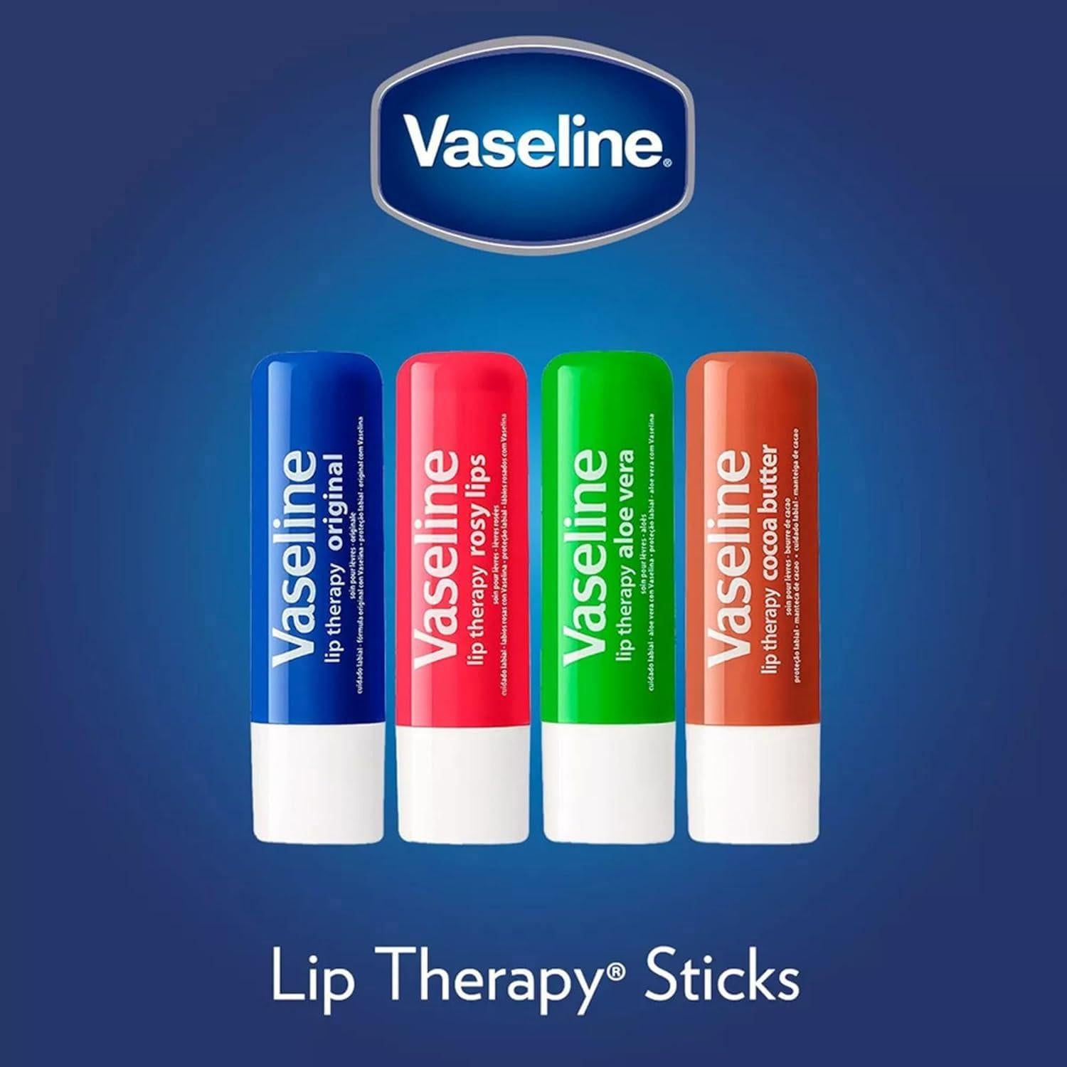 Bálsamo Labial Vaseline 4-Pack Original y Aloe Vera 4.8g