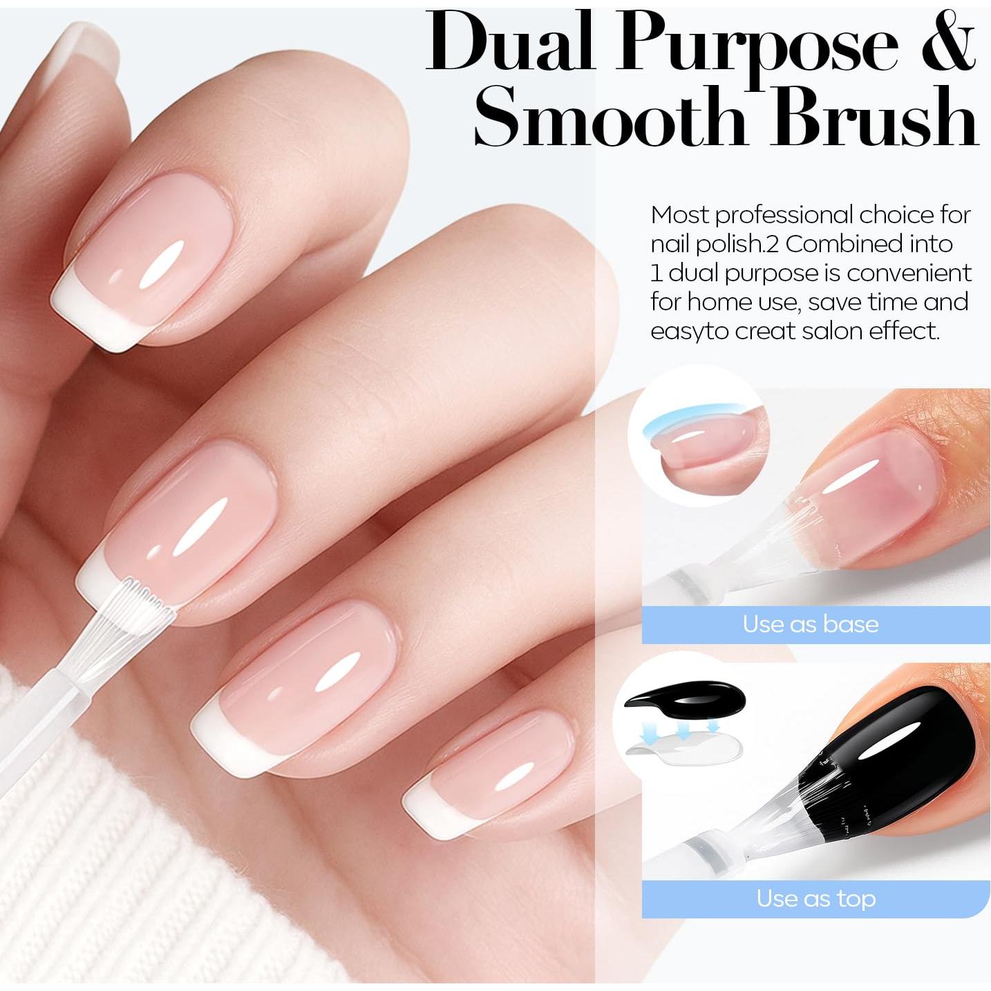 AZUREBEAUTY 2-in-One Clear Base & Top Coat Nail Polish Strengthener Set – Quick Dry, High Shine, Long Lasting, Air Dry, 2 Bottles 10ml, Gentle Formula, Natural Ingredients, Salon Quality