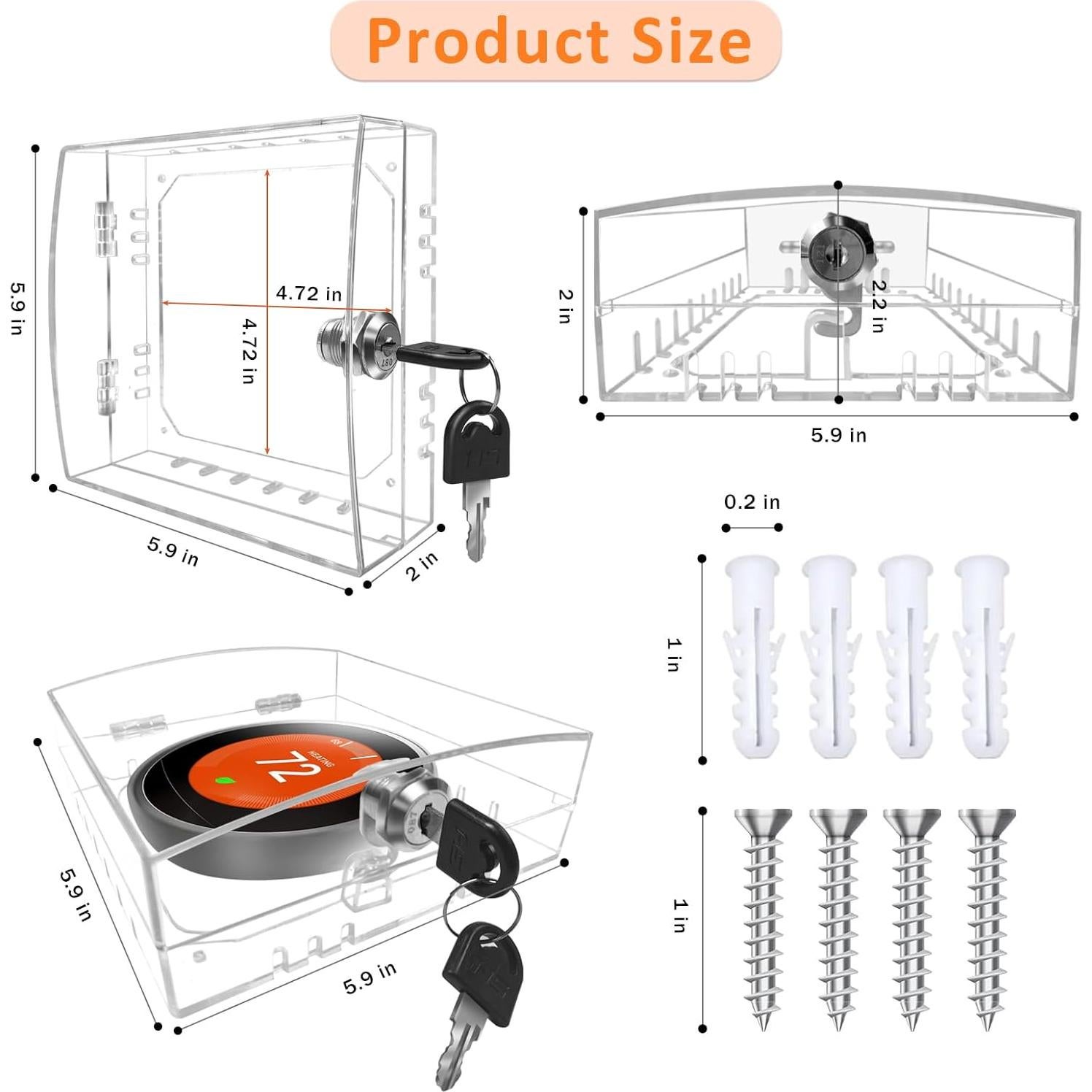 Caja de bloqueo para termostato PILISPARK con llave 12x12x5 cm