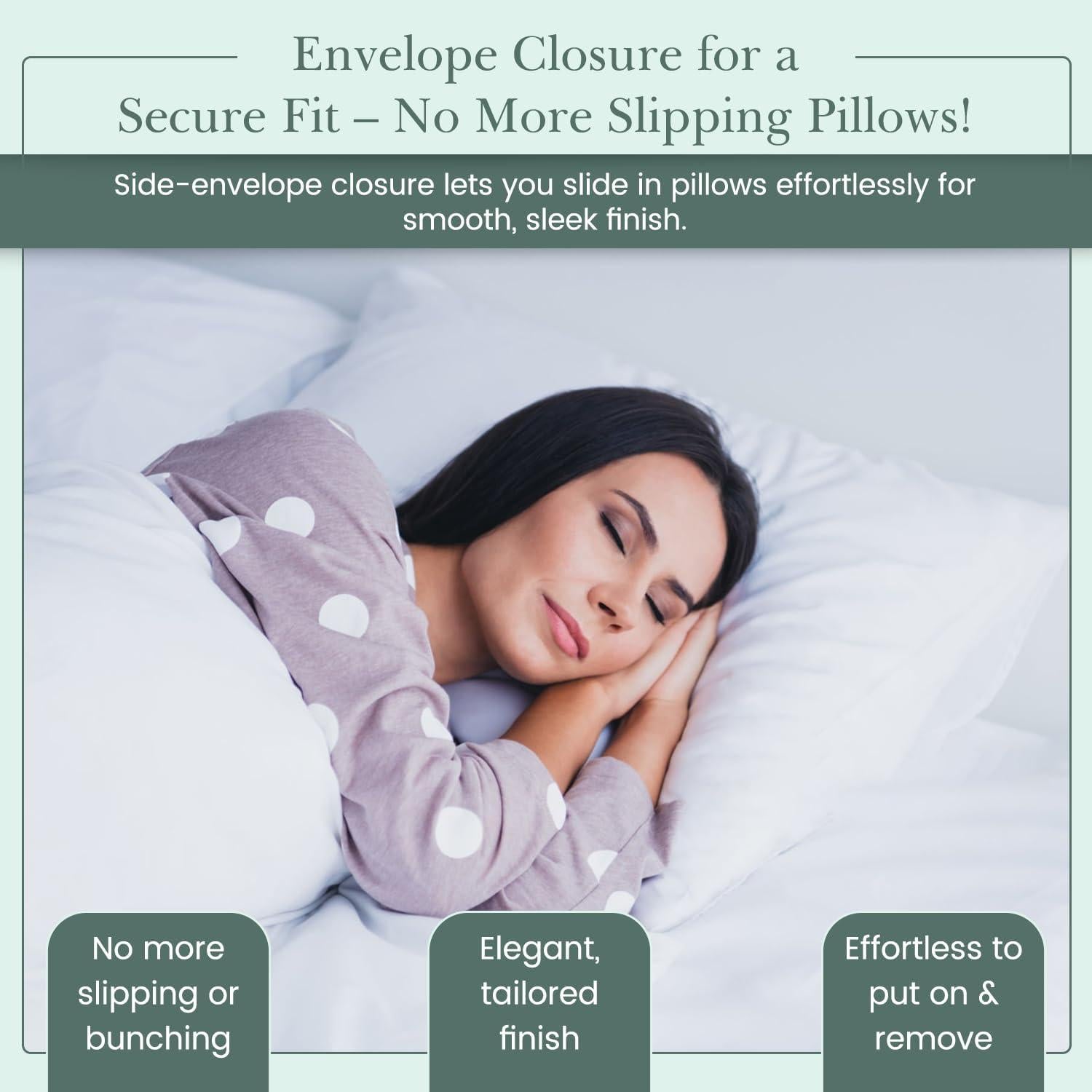 Feather & Stitch 100% Cotton King Pillow Covers Set of 2, 500TC Envelope Closure Pillowcases, Soft Luxury Damask Stripe Sateen Weave Pillow Case for Sleeping, 20x40 Inches - Aqua