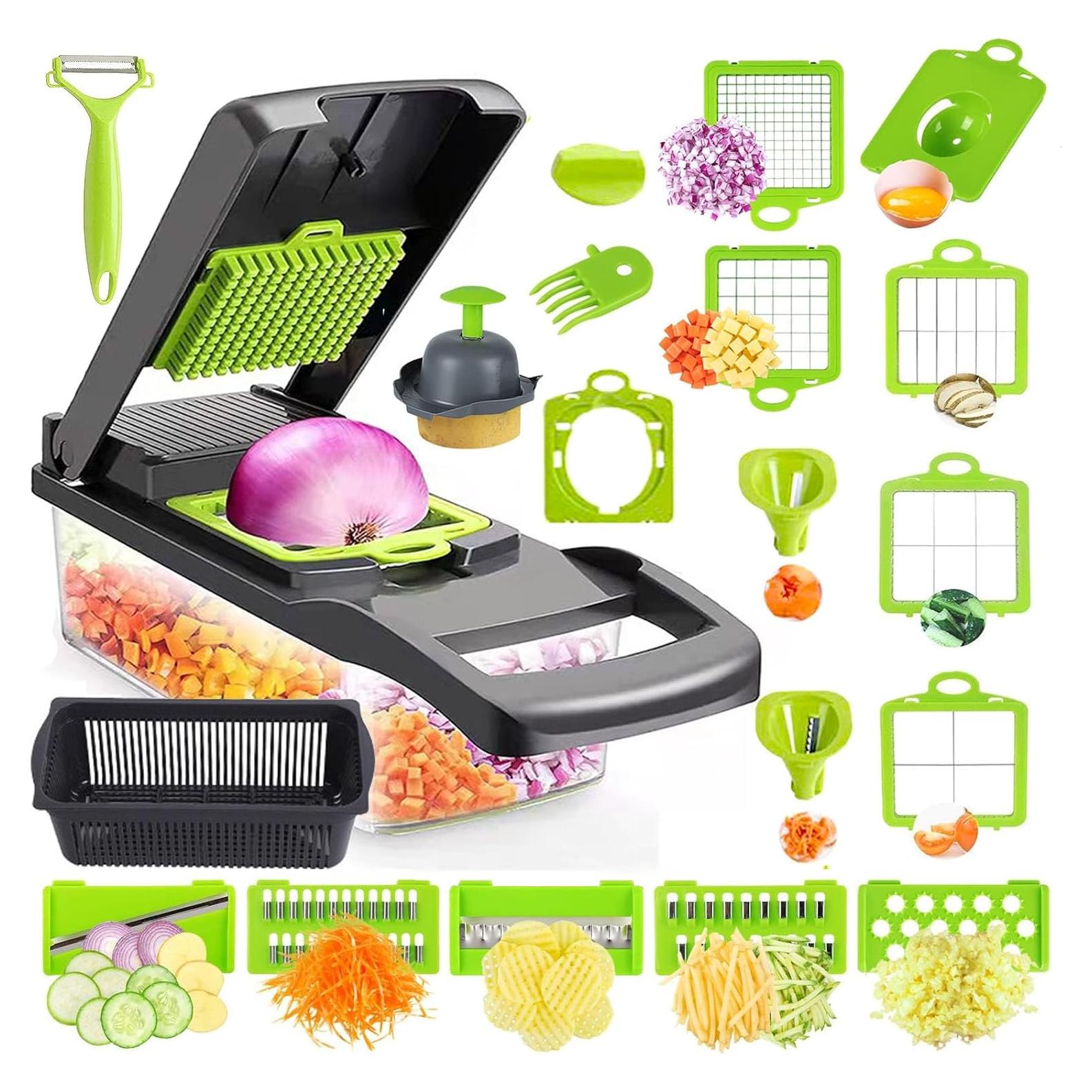 Picador de Verduras Multifuncional BASESILK 19 en 1 Acero Inoxidable