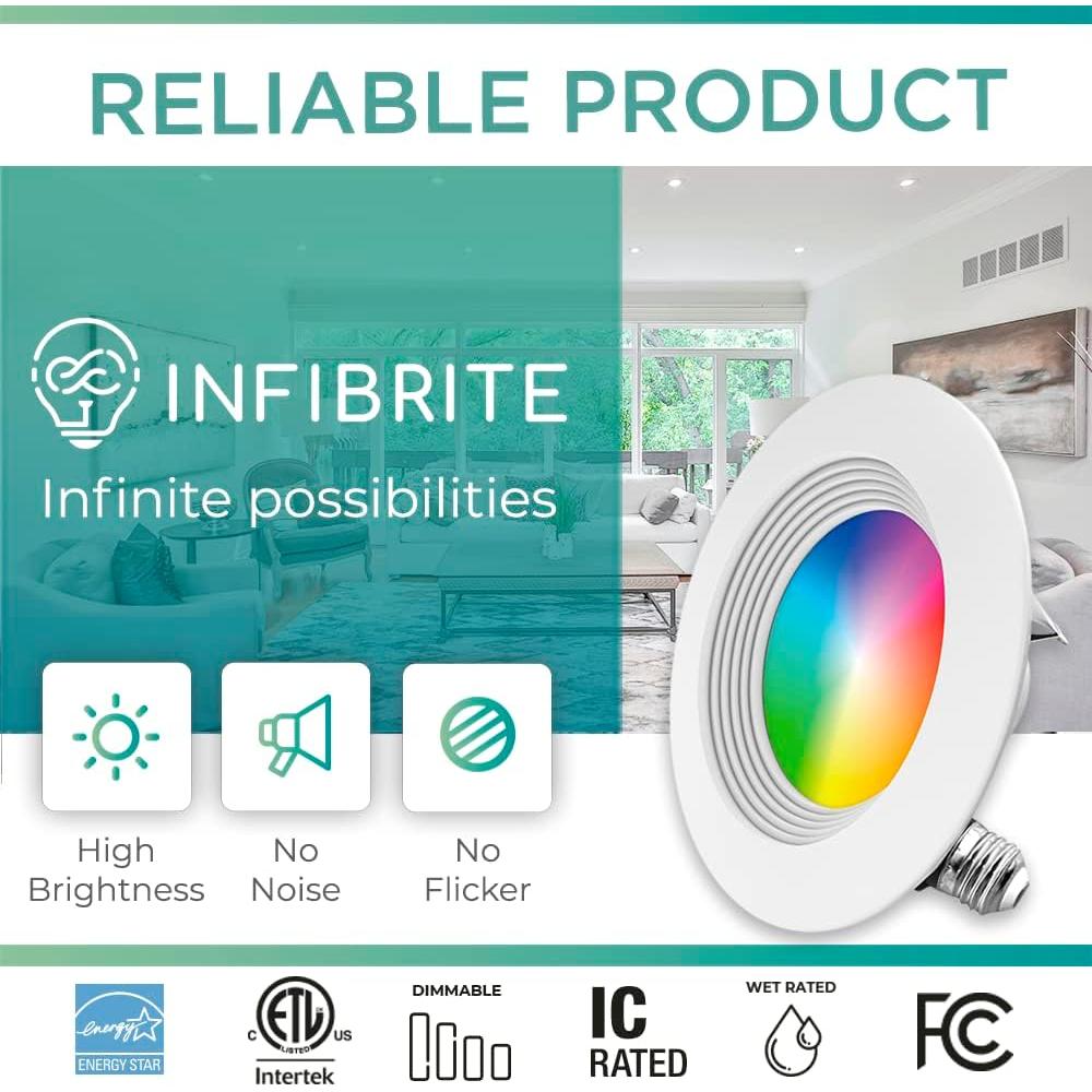Luz Empotrada LED Inteligente Infibrite 4" WiFi Regulable 810LM