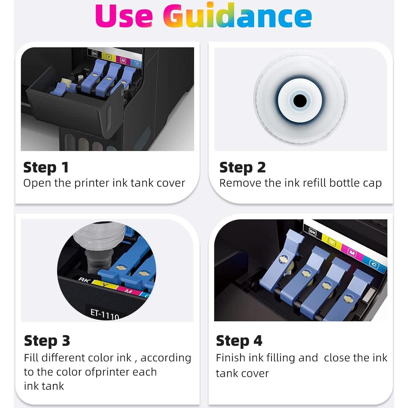 Botellas de Tinta de Recarga T522 EXCERCUS 4 Unidades 70ml