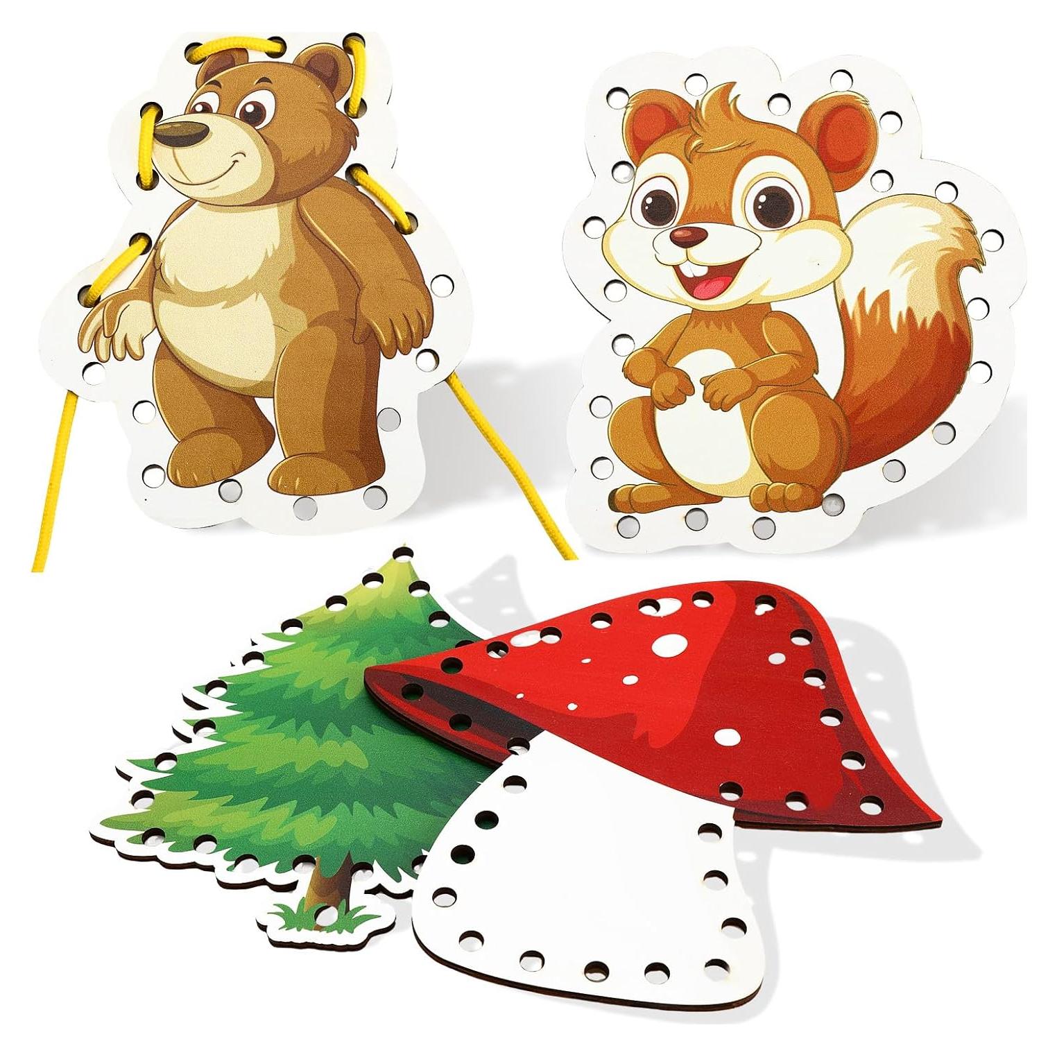 Tarjetas de Enhebrado de Madera JULEASEL - Habilidades Motoras Finas