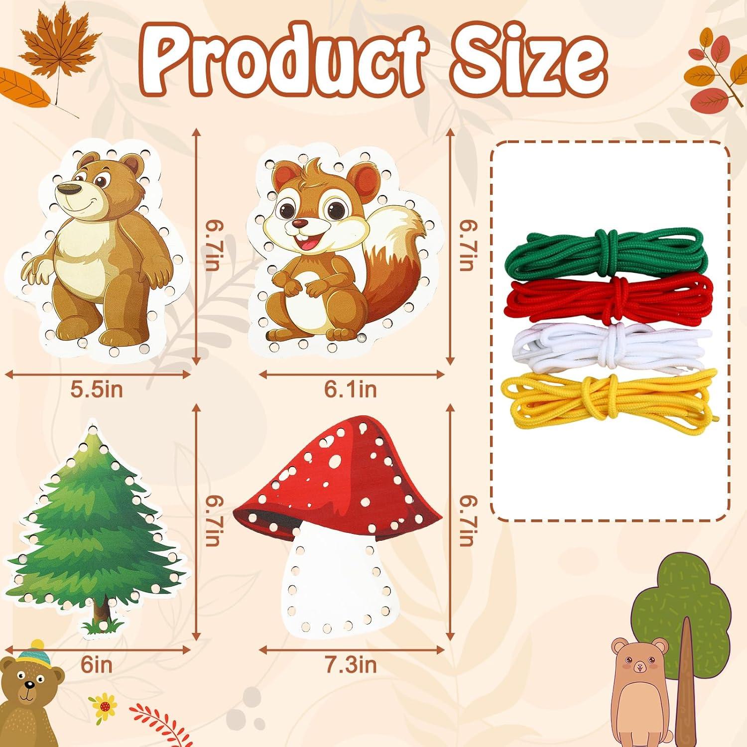 Tarjetas de Enhebrado de Madera JULEASEL - Habilidades Motoras Finas