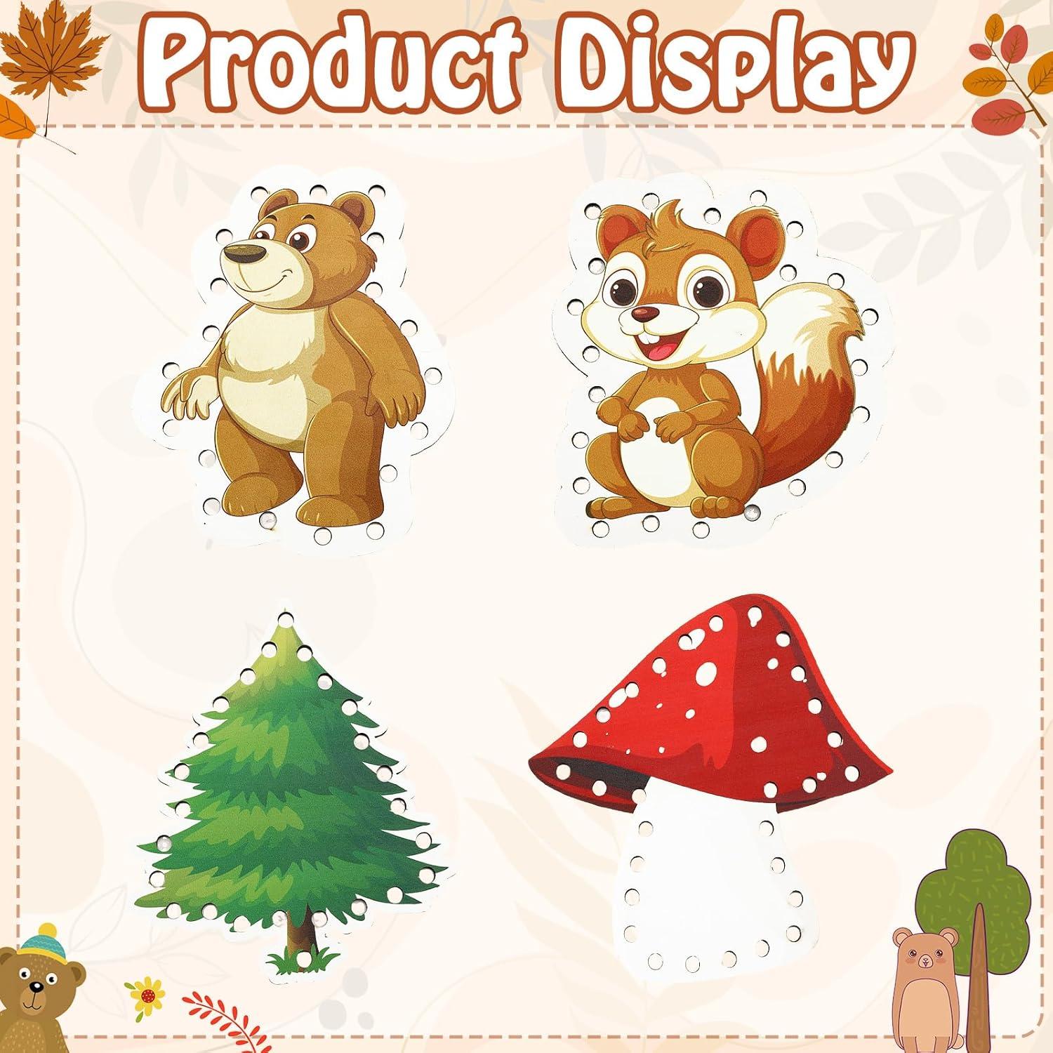 Tarjetas de Enhebrado de Madera JULEASEL - Habilidades Motoras Finas