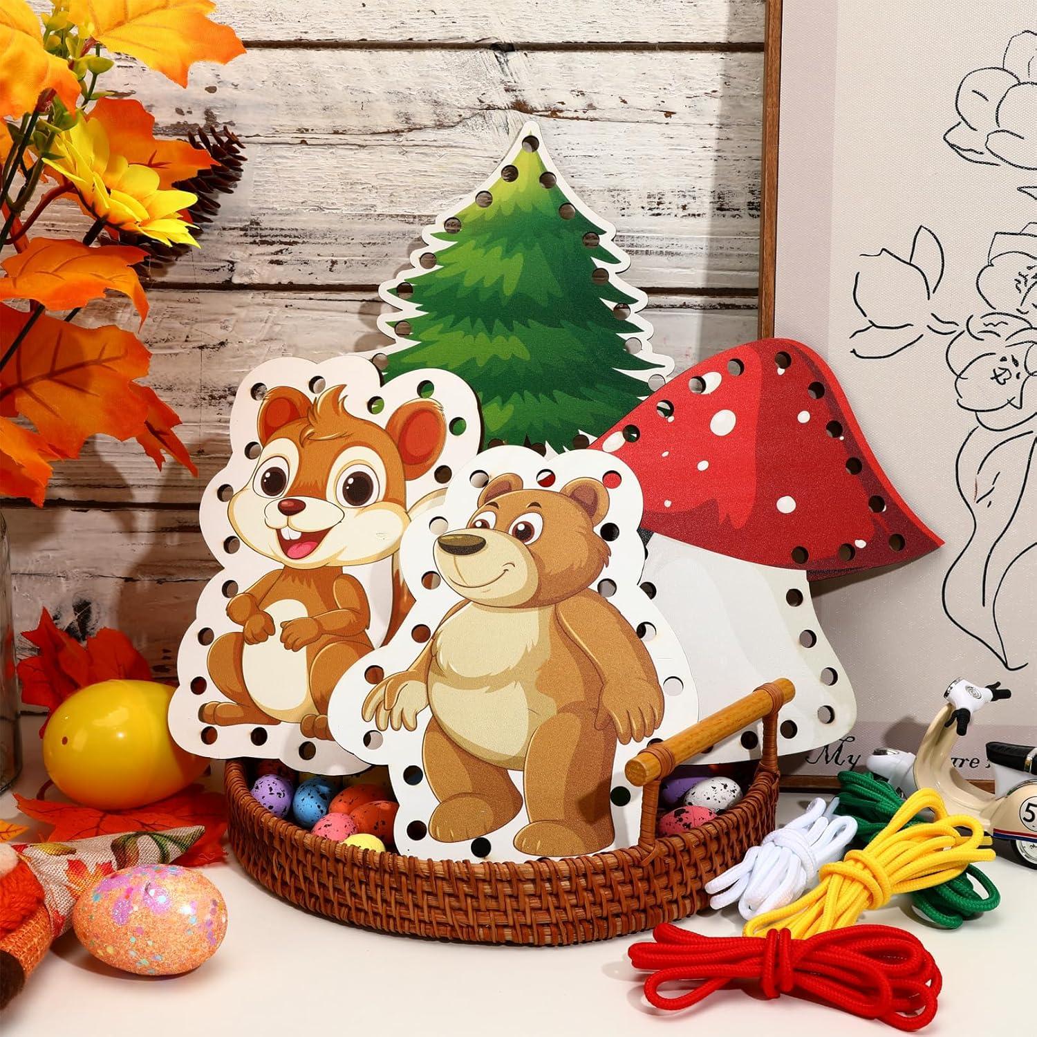 Tarjetas de Enhebrado de Madera JULEASEL - Habilidades Motoras Finas