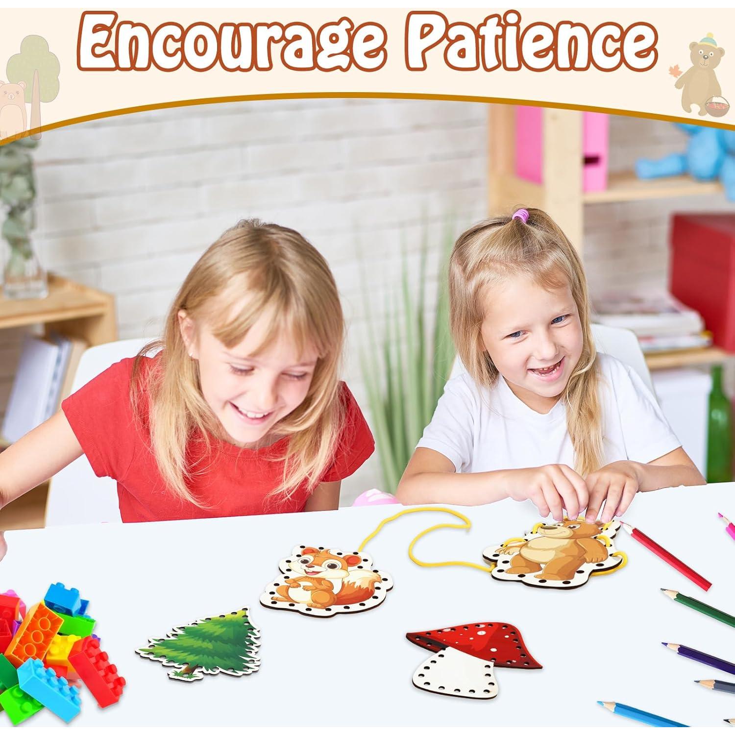 Tarjetas de Enhebrado de Madera JULEASEL - Habilidades Motoras Finas