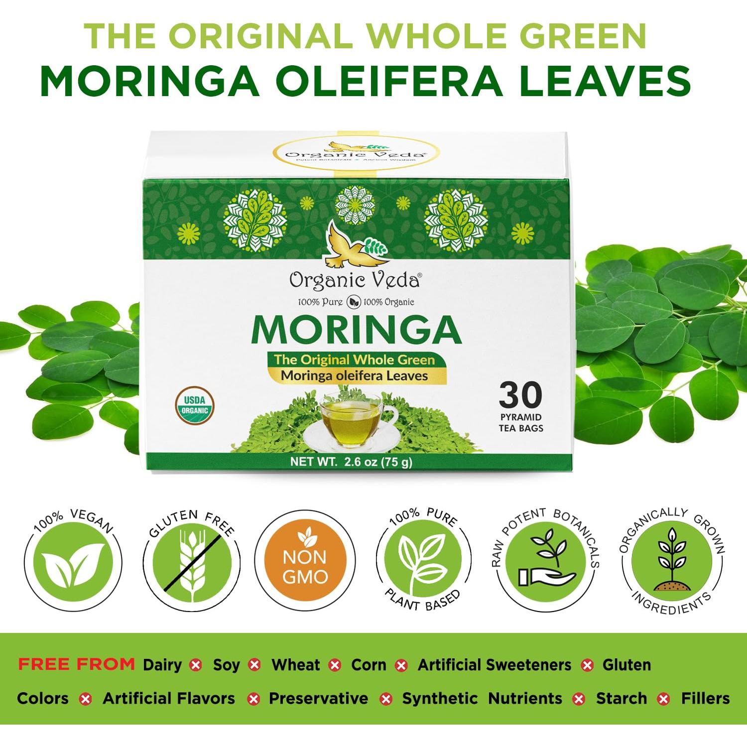 Té de Moringa Orgánico Veda 30 Bolsitas en Pirámide 2.5g