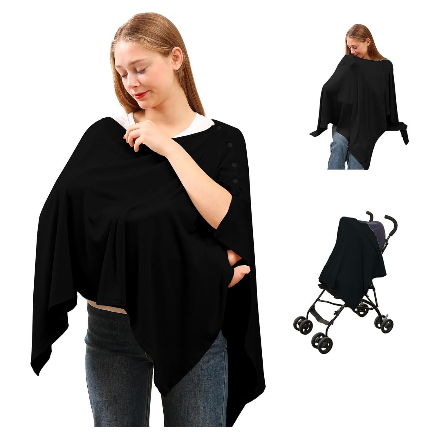 Cubierta de Lactancia Viscosa de Bambú Negra - Privacidad Completa