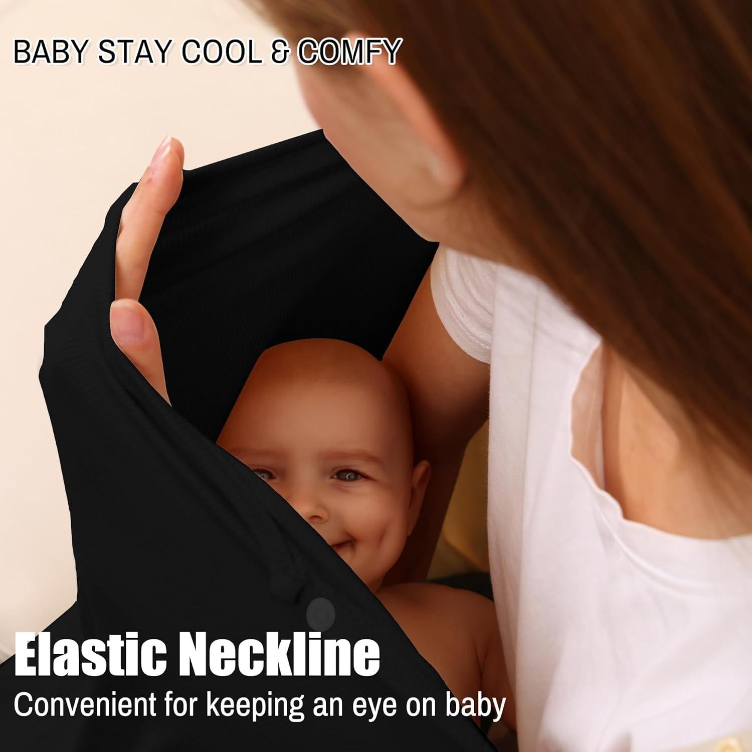 Cubierta de Lactancia Viscosa de Bambú Negra - Privacidad Completa