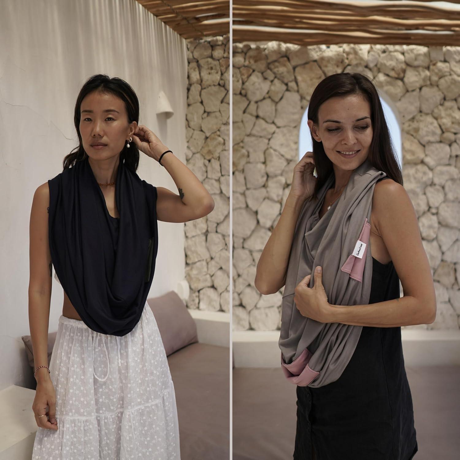 Cubierta de Lactancia de Bambú 6 en 1 con Bolsillos Beige/Rosa