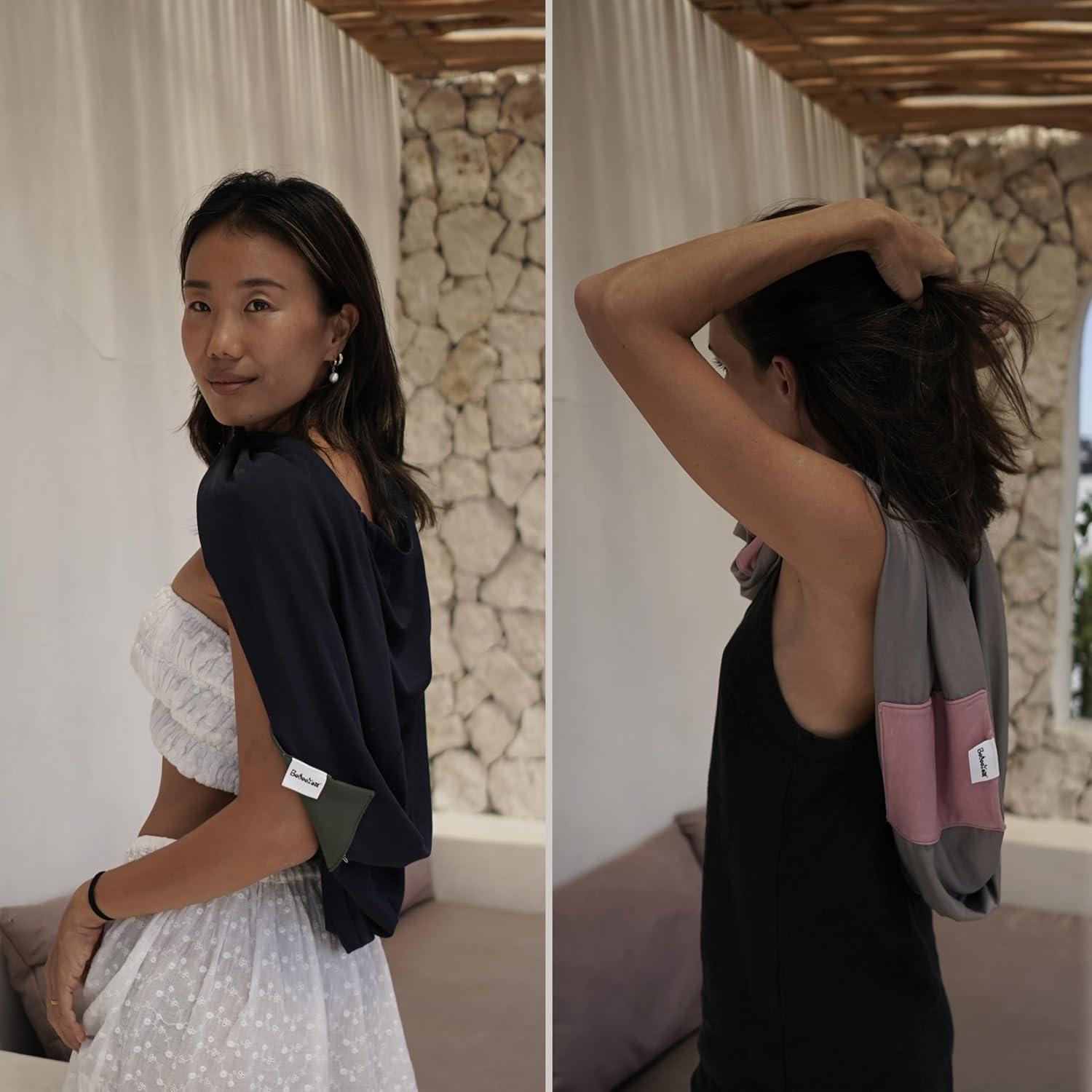 Cubierta de Lactancia de Bambú 6 en 1 con Bolsillos Beige/Rosa