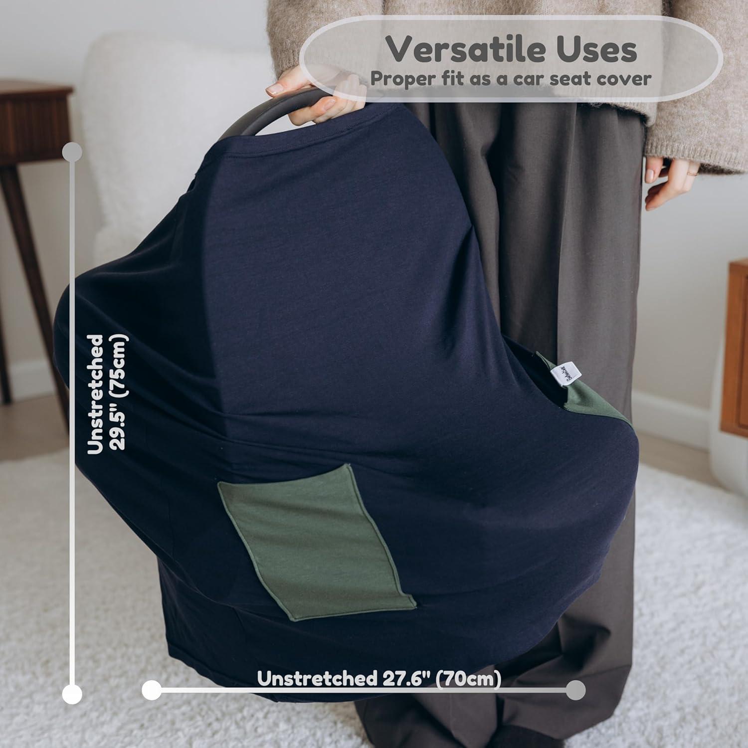 Cubierta de Lactancia de Bambú 6 en 1 con Bolsillos Beige/Rosa